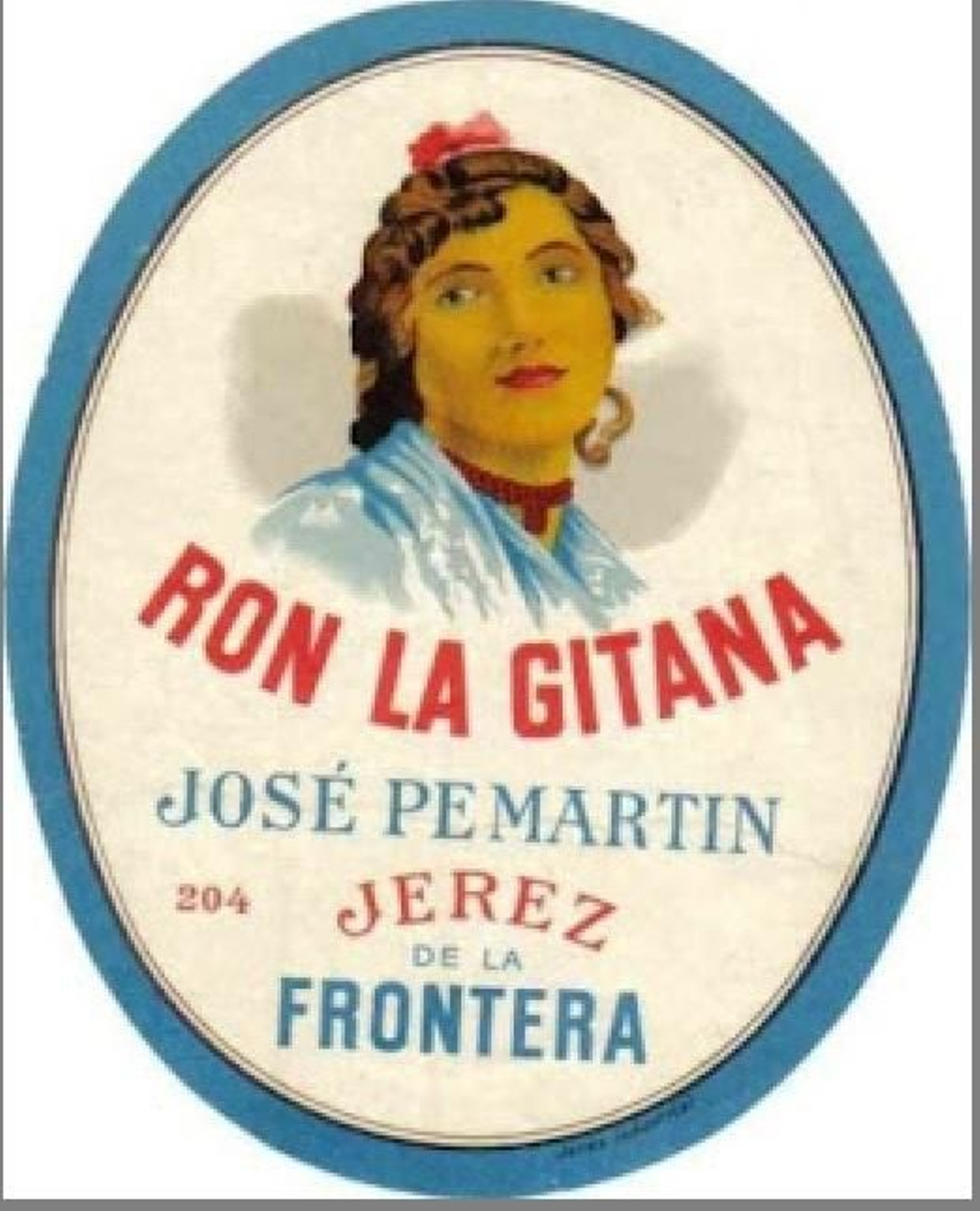 Etiqueta del ron La gitana, de José Pemartín.