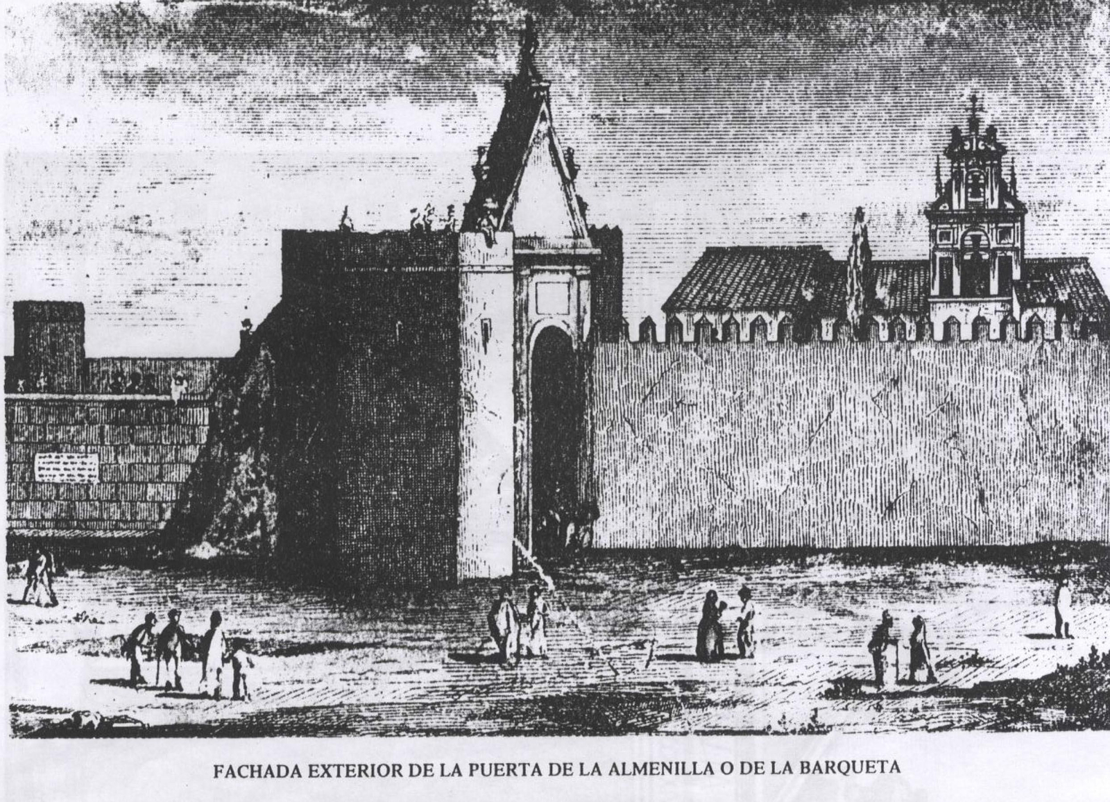 Puerta de la Barqueta. En: Tovar, B. (1878). Las Puertas de Sevilla. Sevilla: Colegio Oficial de Aparejadores y Arquitectos Técnicos de Sevilla