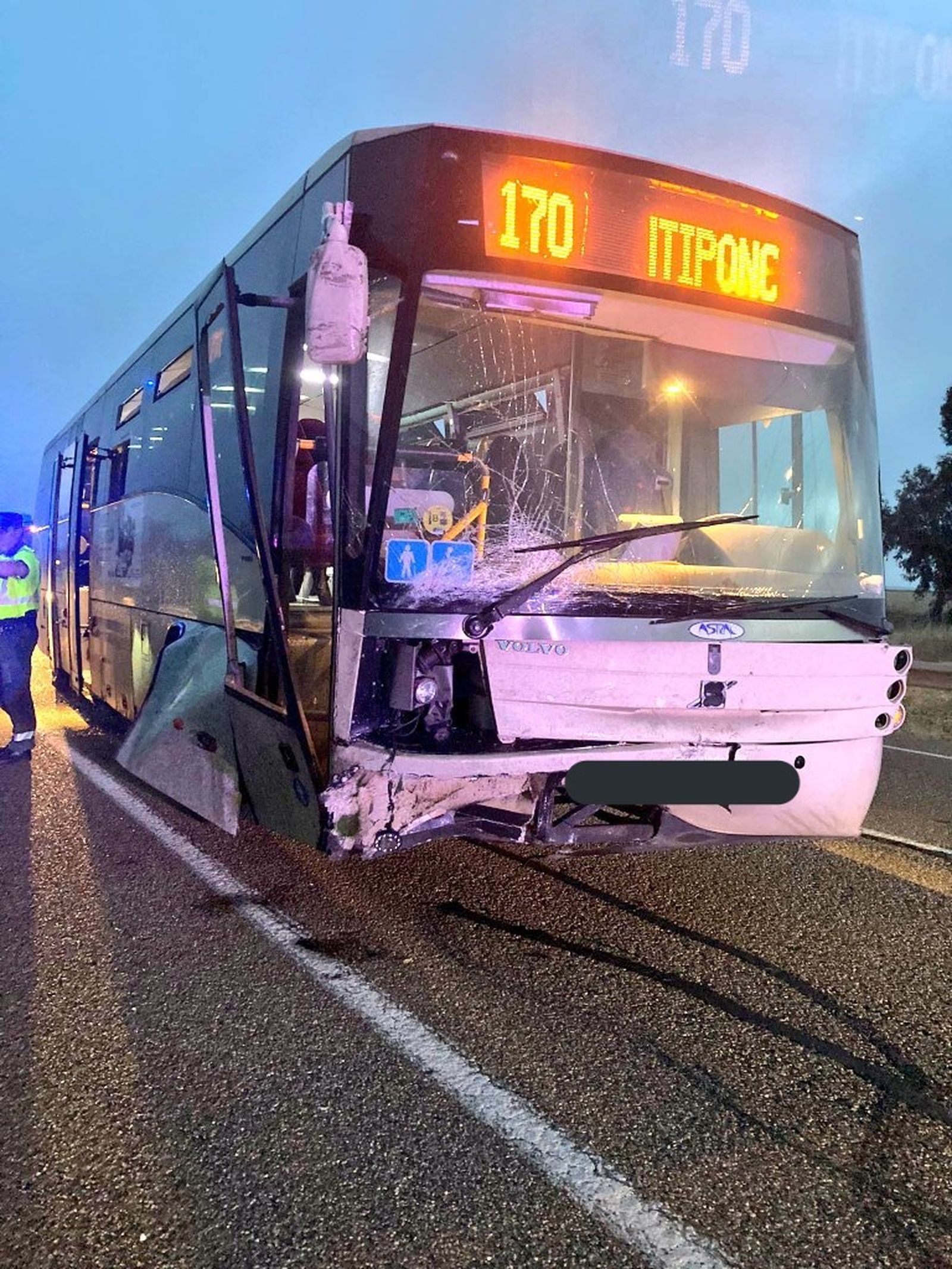 Daños en el autobús.