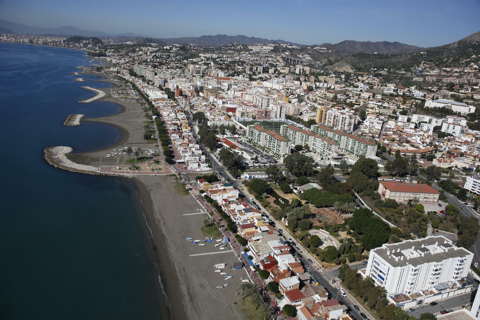 Vista aérea de la zona de Pedregalejo, una de las que más se verían afectadas por el cambio climático.