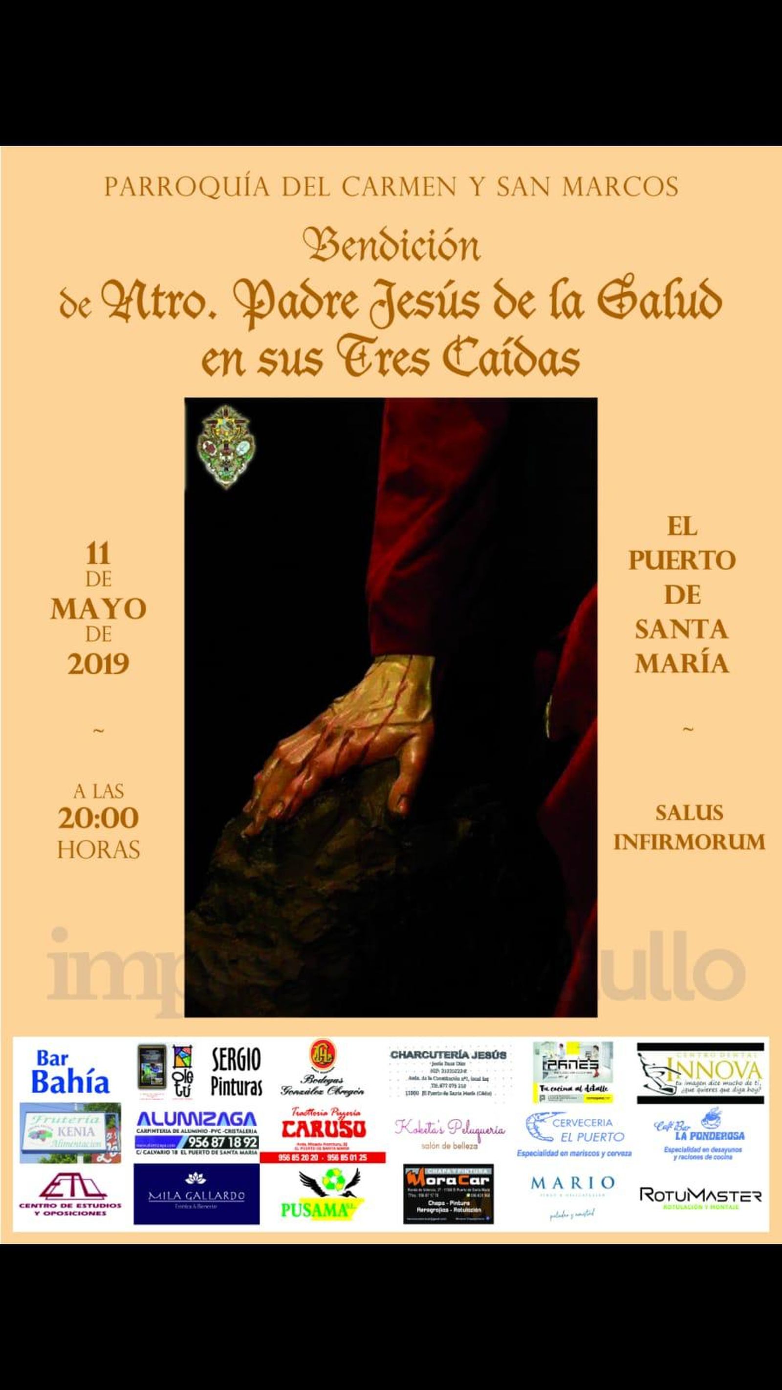 Cartel anunciador del acto de la bendición.