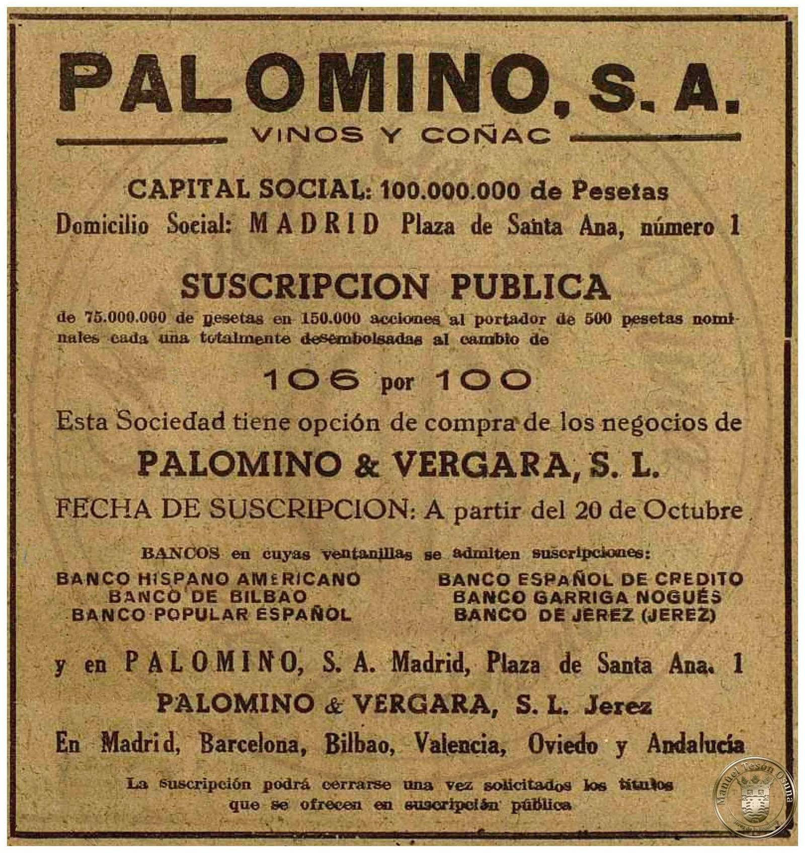 Anuncio aparecido en el ABC, años `40.