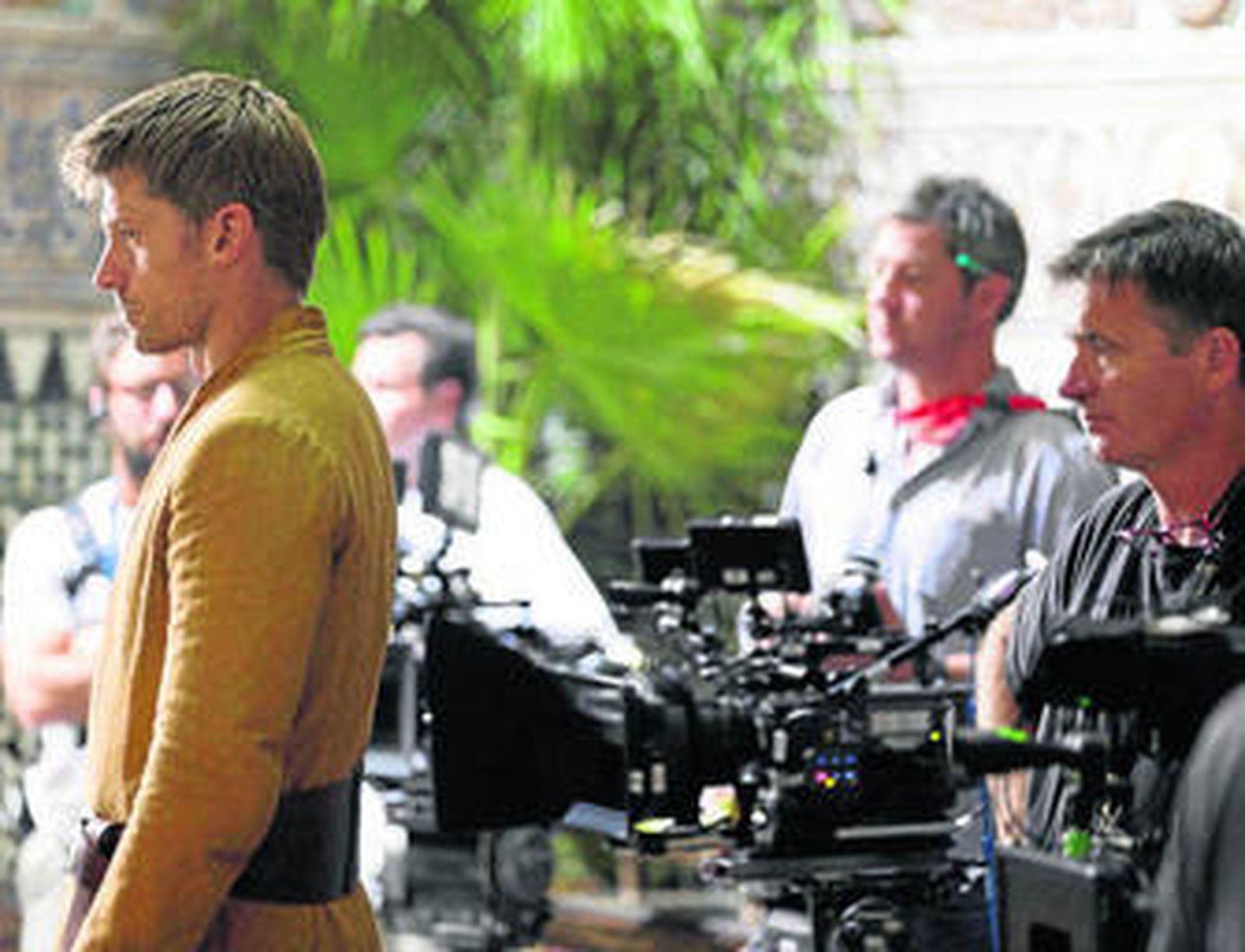 El actor Nikolaj Coster-Waldau durante el rodaje en 2014 de una de las escenas en el Alcázar.