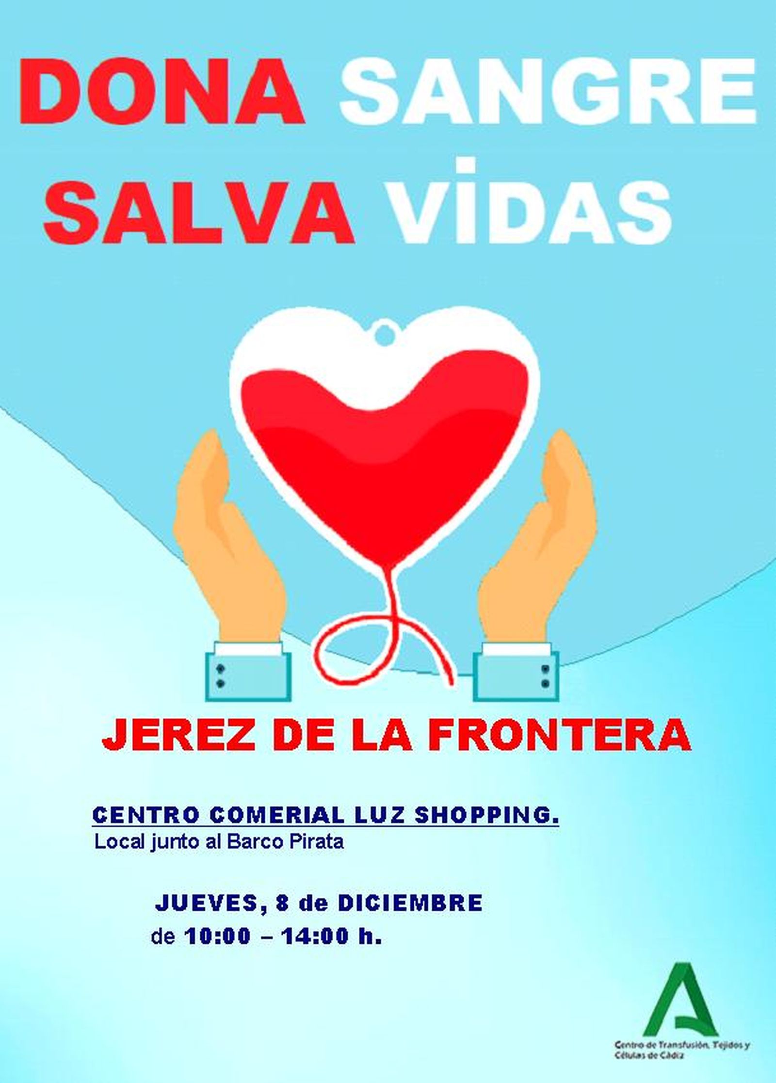 Cartel de la donación de sangre en Luz Shopping