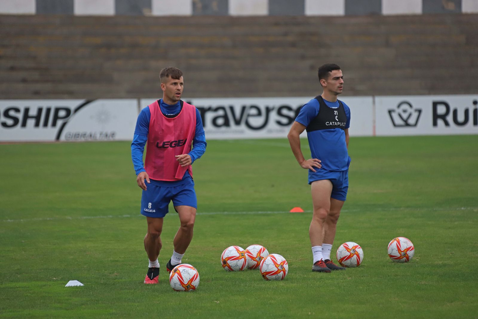Leandro Martínez y Josué Dorrio, durante un entrenamiento de la Balona