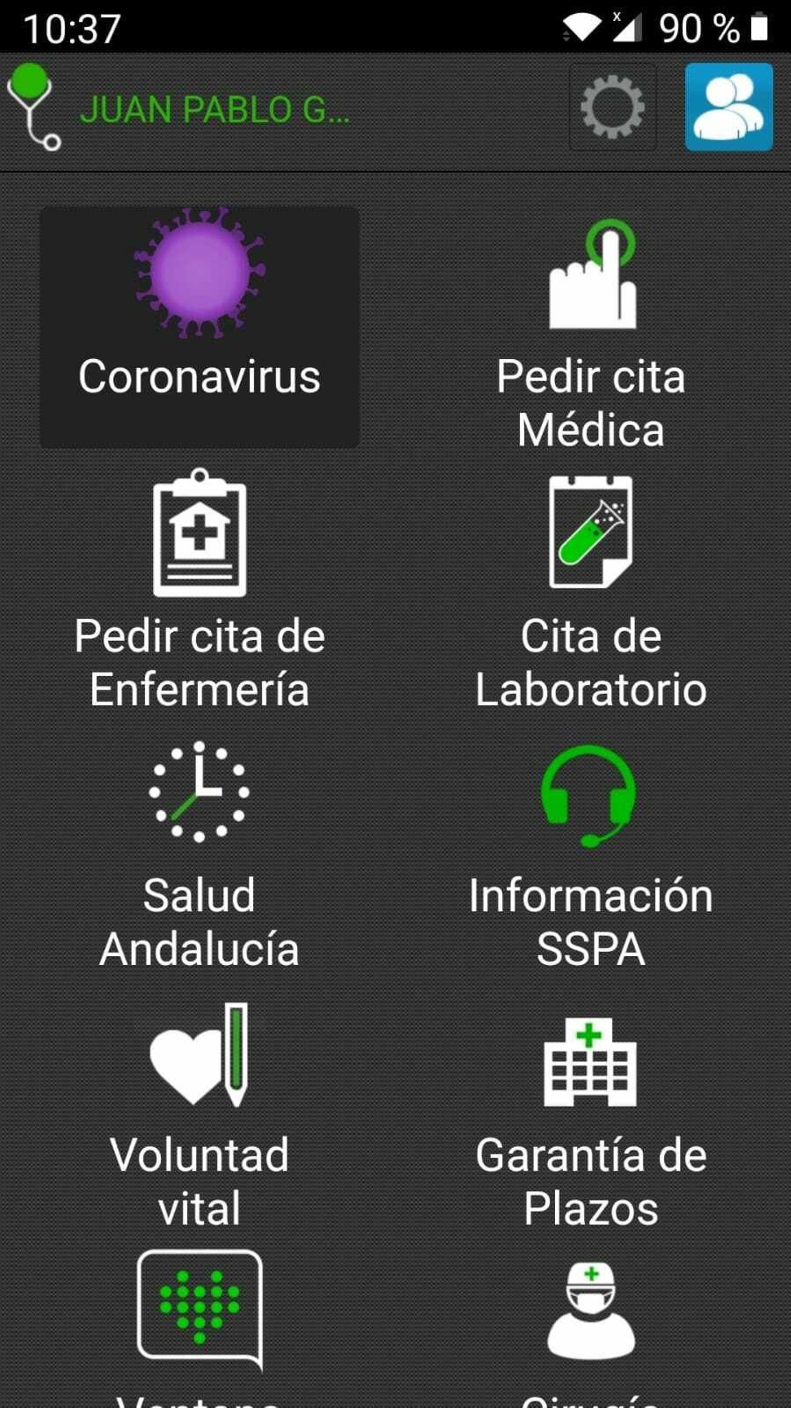 Una captura de la app Salud Responde.