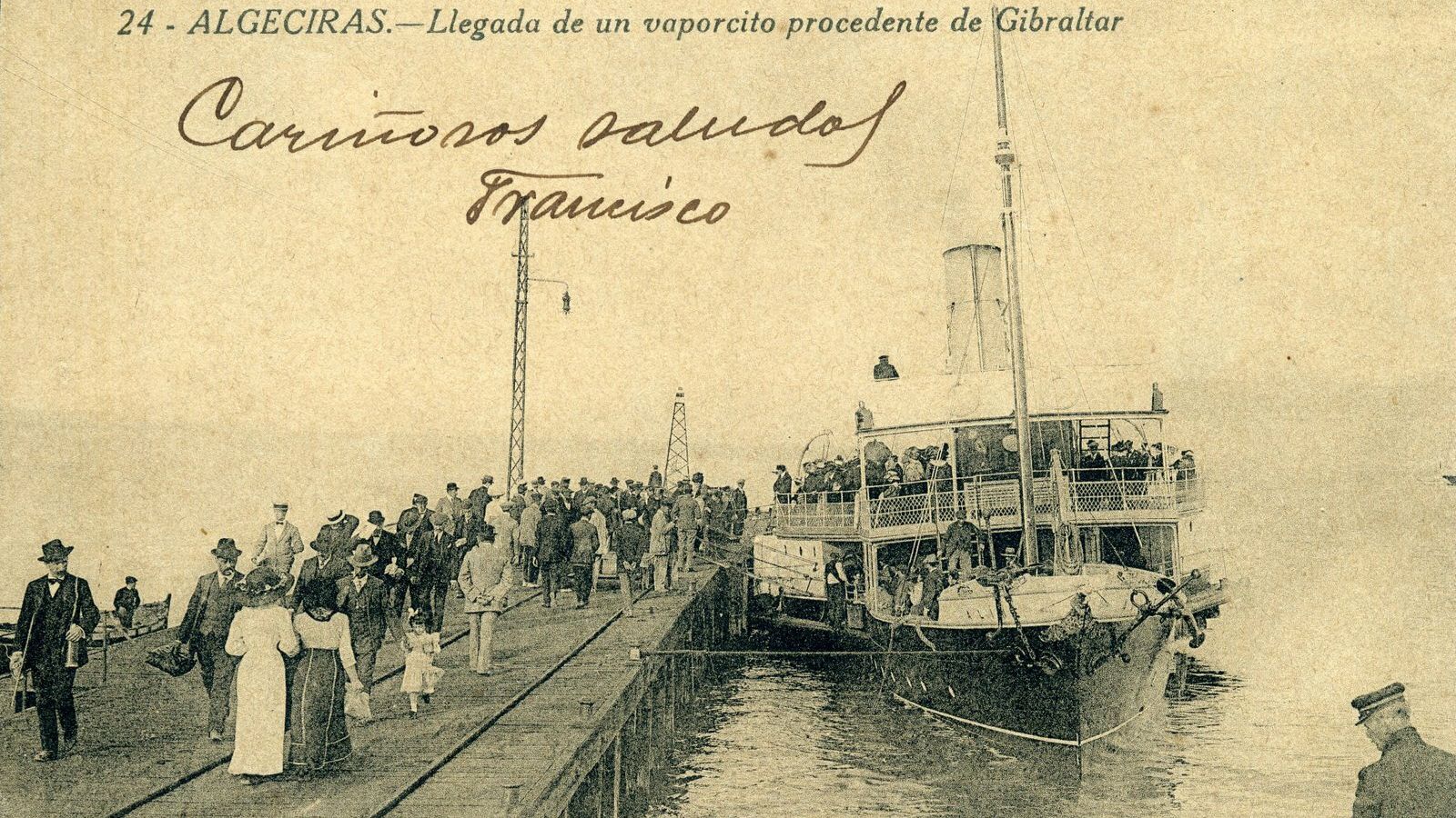 Llegada de un vapor desde Gibraltar.