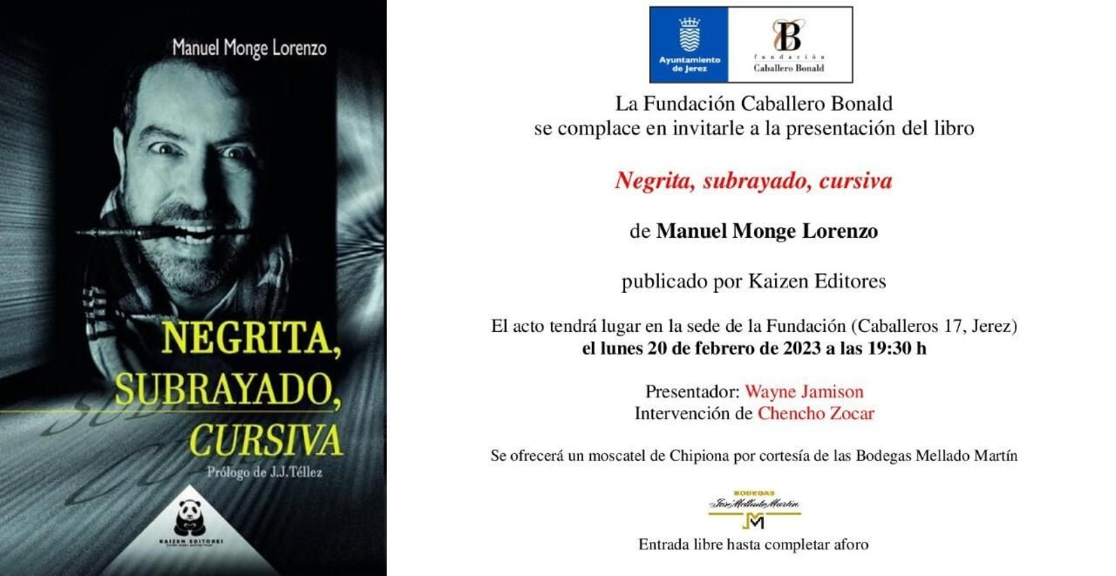 Presentación de 'Negrita, subrayado, cursiva' de Manuel Monge en la Bonald