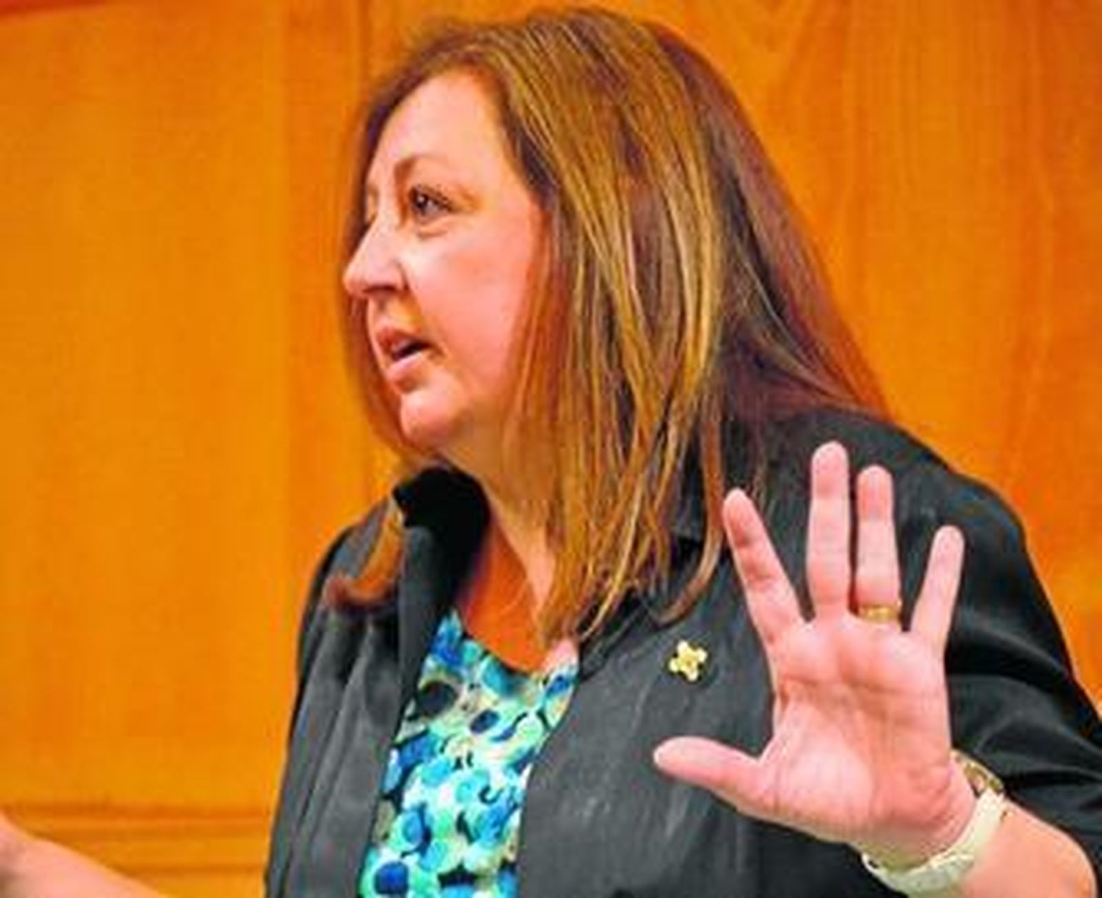 María del Mar Villafranca, el pasado 7 de julio en la rueda de prensa para presentar su renuncia.