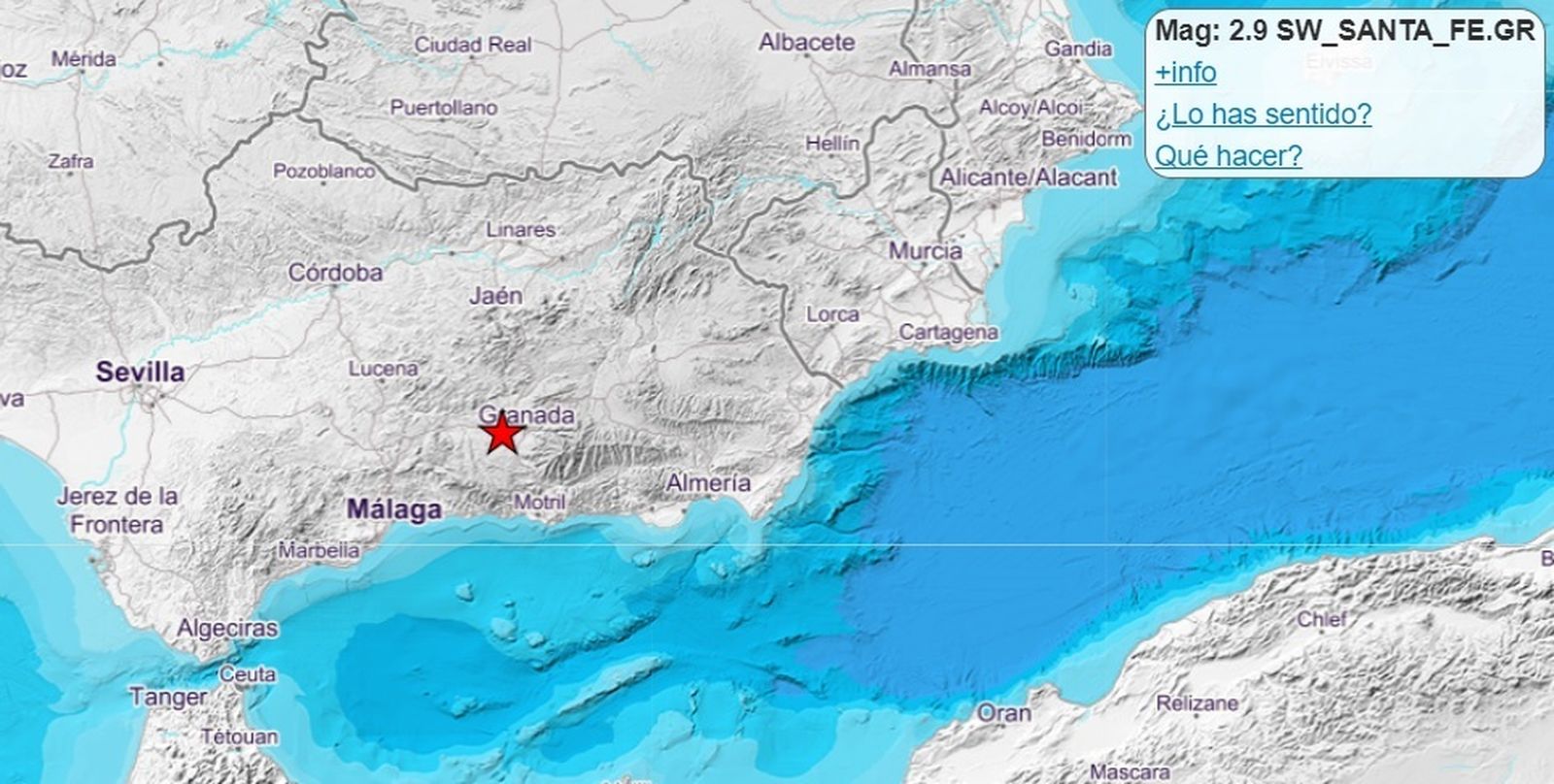 Epicentro en Santa Fe del terremoto de magnitud 2,9