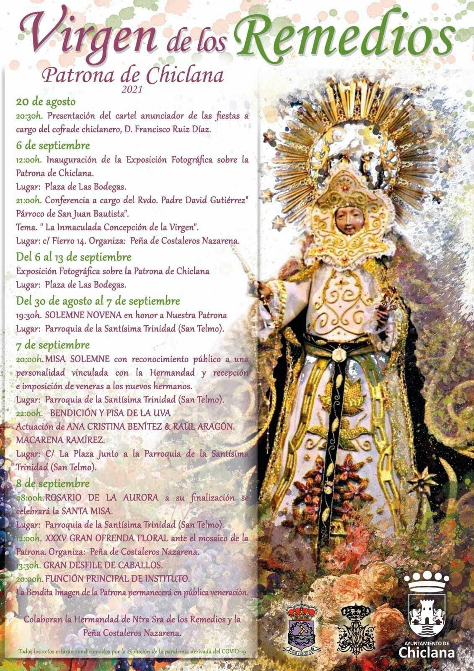 Programación de actos por la festividad de la Virgen de los Remedios.