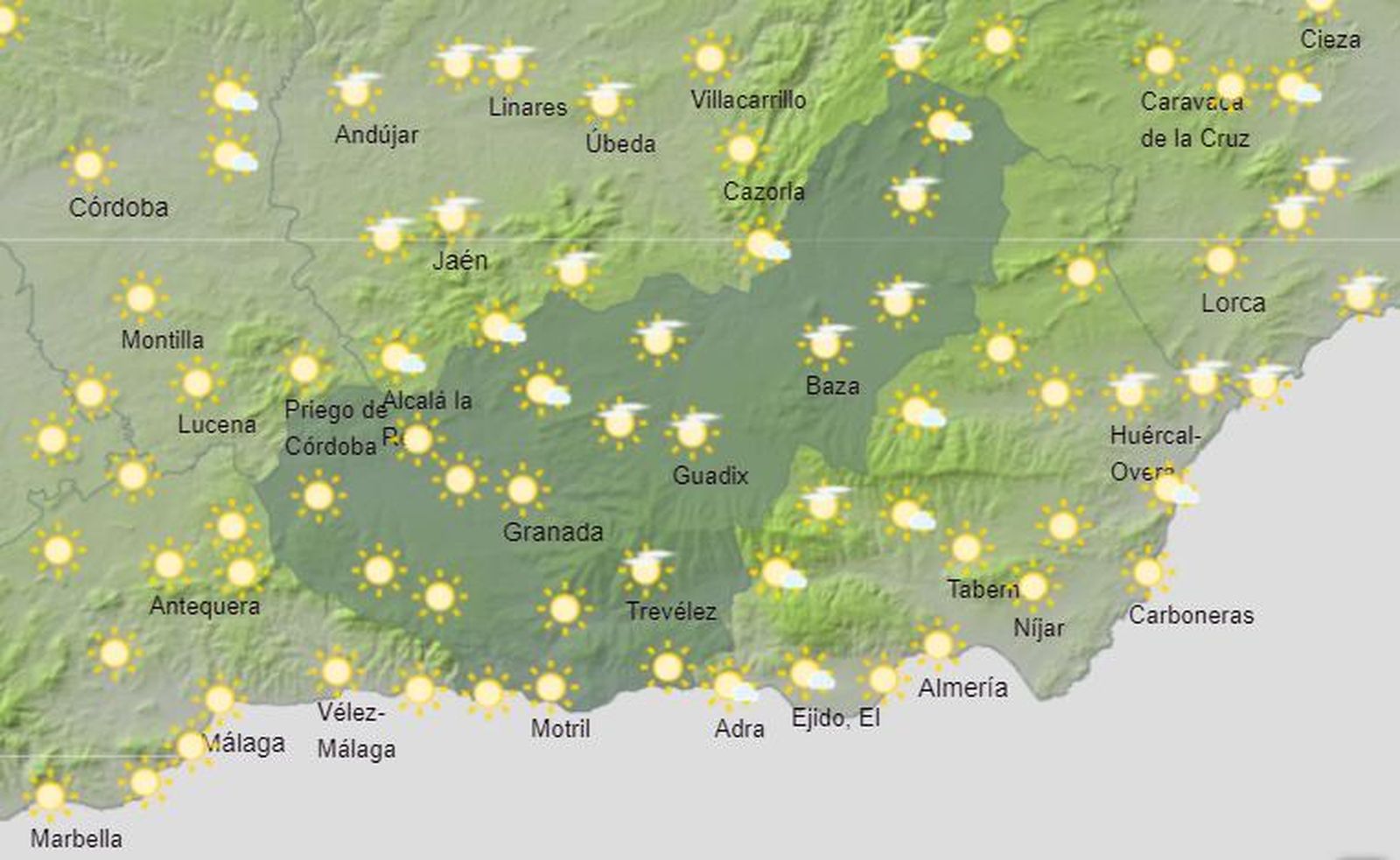 Previsión meteorológica para el domingo 29 en la provincia de Granada