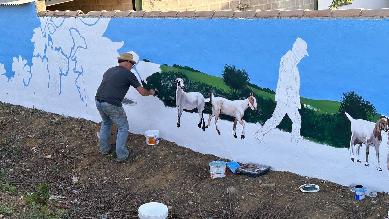 Trabajos en el mural.