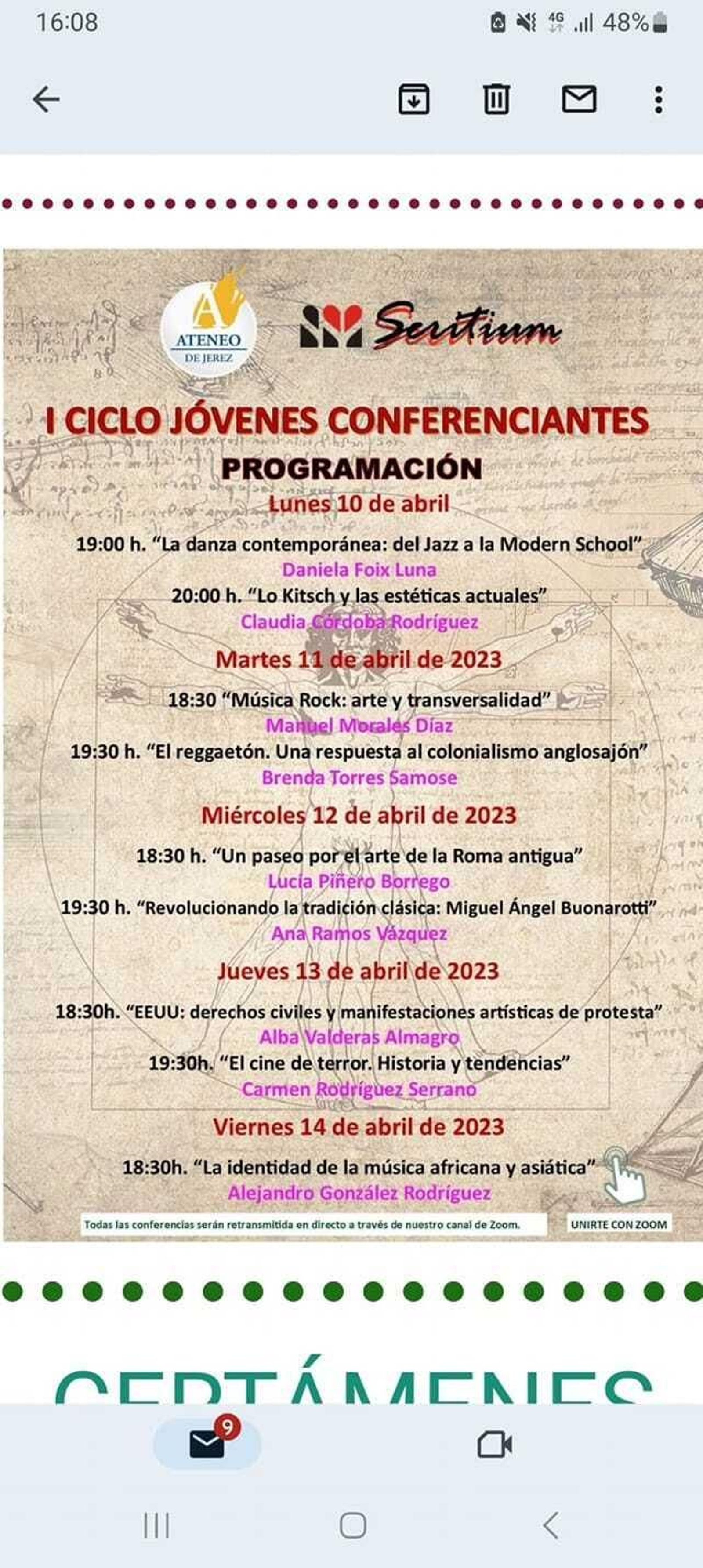 Cartel del I Ciclo 'Jóvenes conferenciantes'.