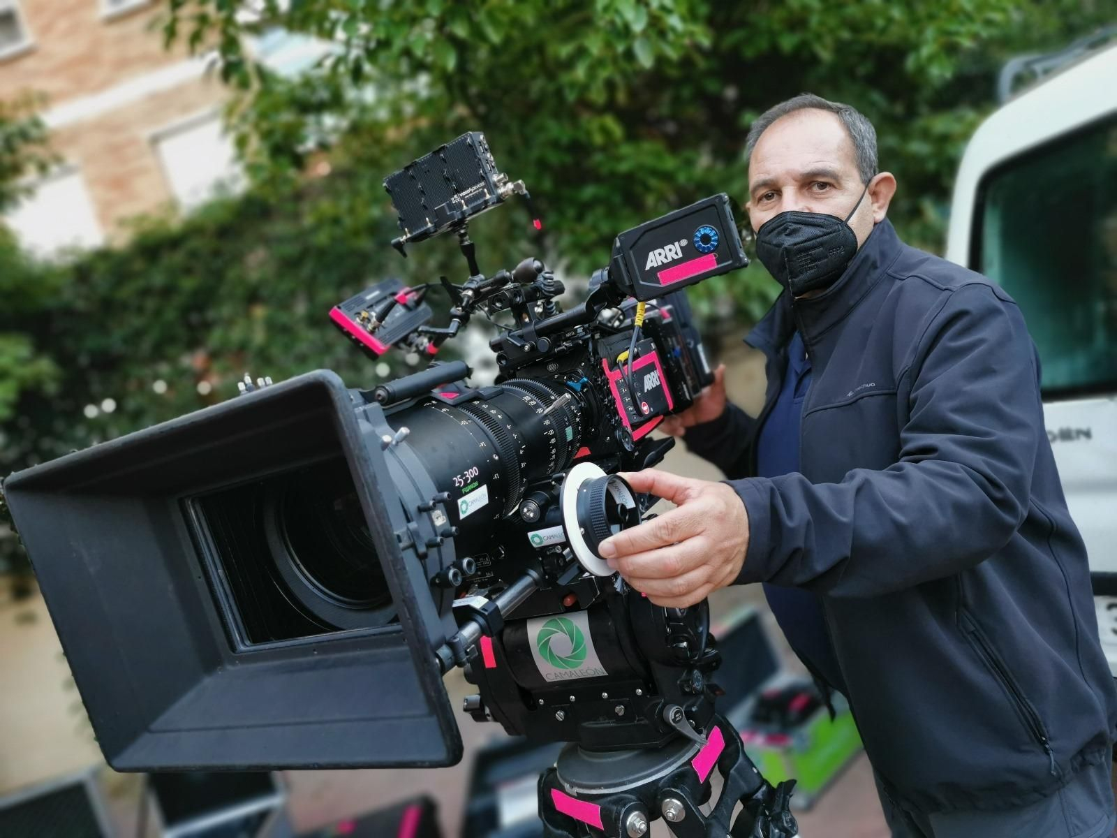 Javier Palomo durante una de las grabaciones en la pandemia.