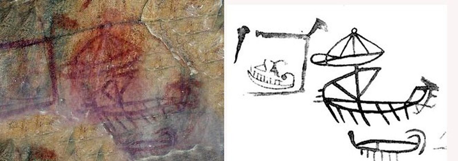 Barcos de tipología oriental pintados es la cueva de la Laja Alta (Jimena de la Frontera).