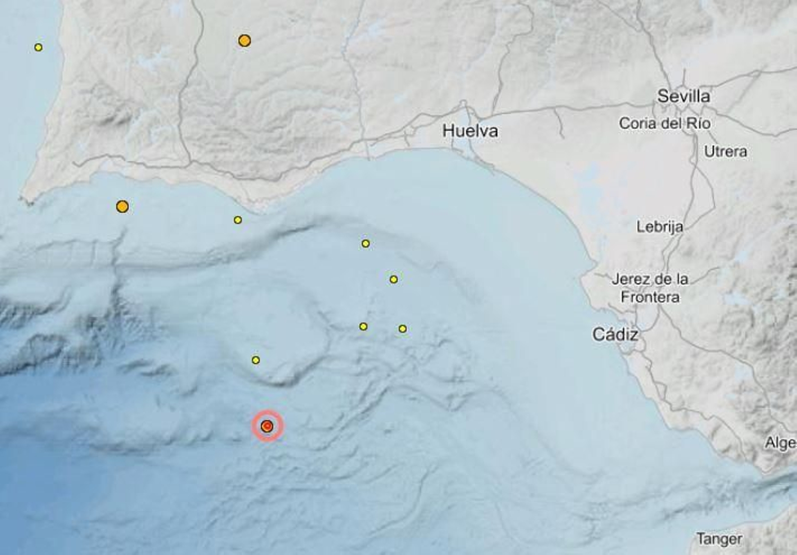Terremoto cerca de la costa de Huelva.