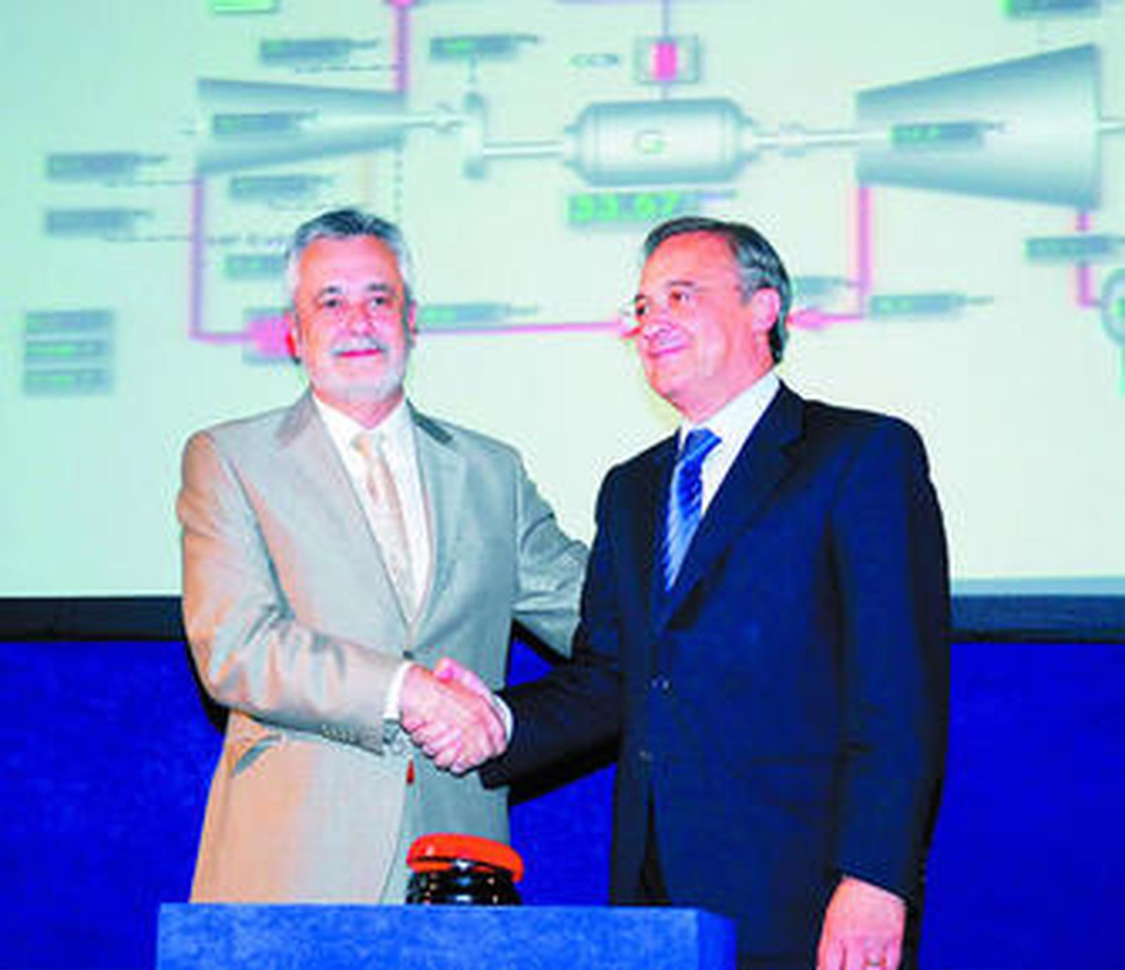 José Antonio Griñán y Florentino Pérez, ayer, en la inauguración.