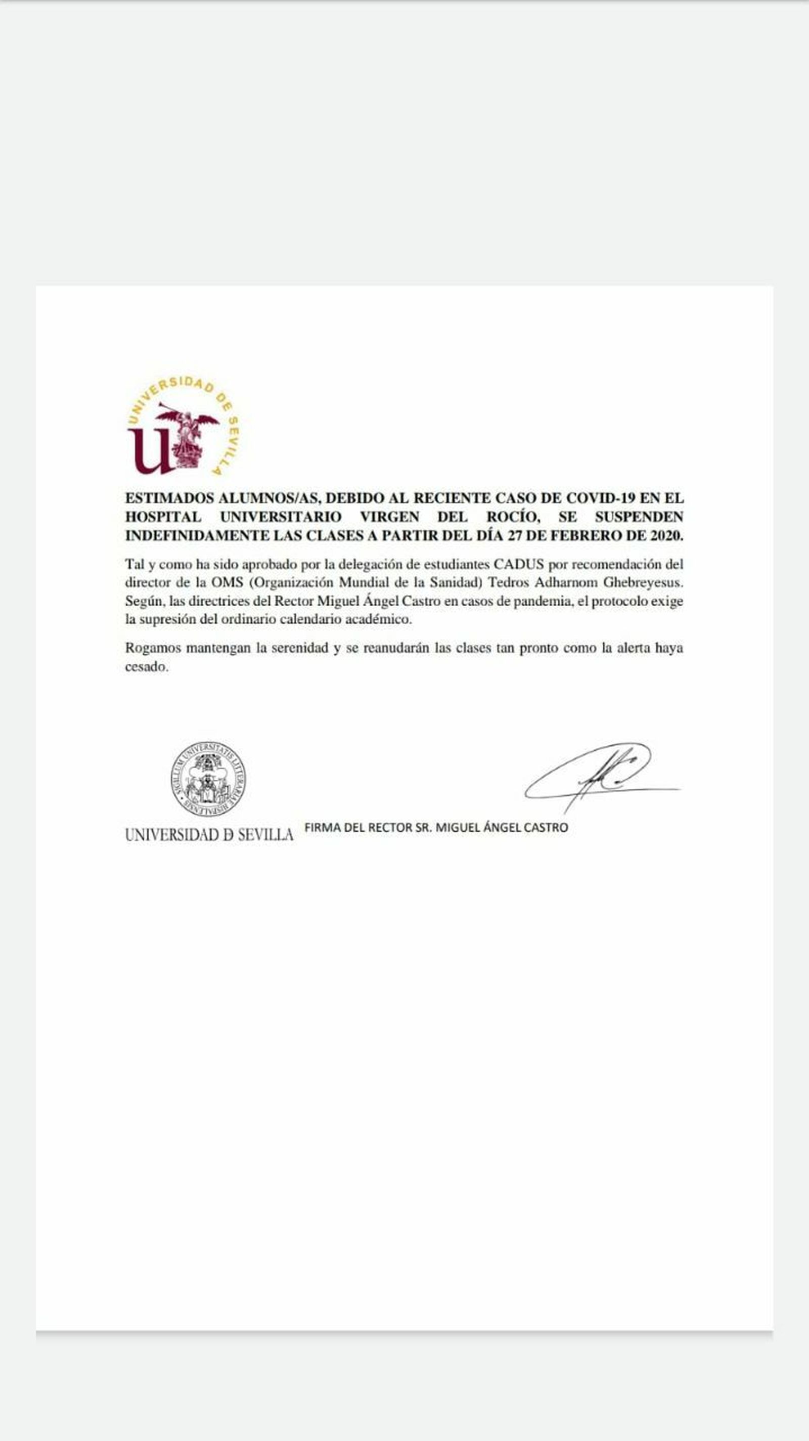 Falso comunicado de la US.