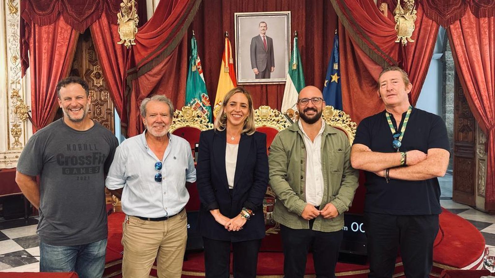 La recepción en Diputación de los responsables del Club de Rugby tras el anuncio de la concesión de la subvención para el equipamiento deportivo.