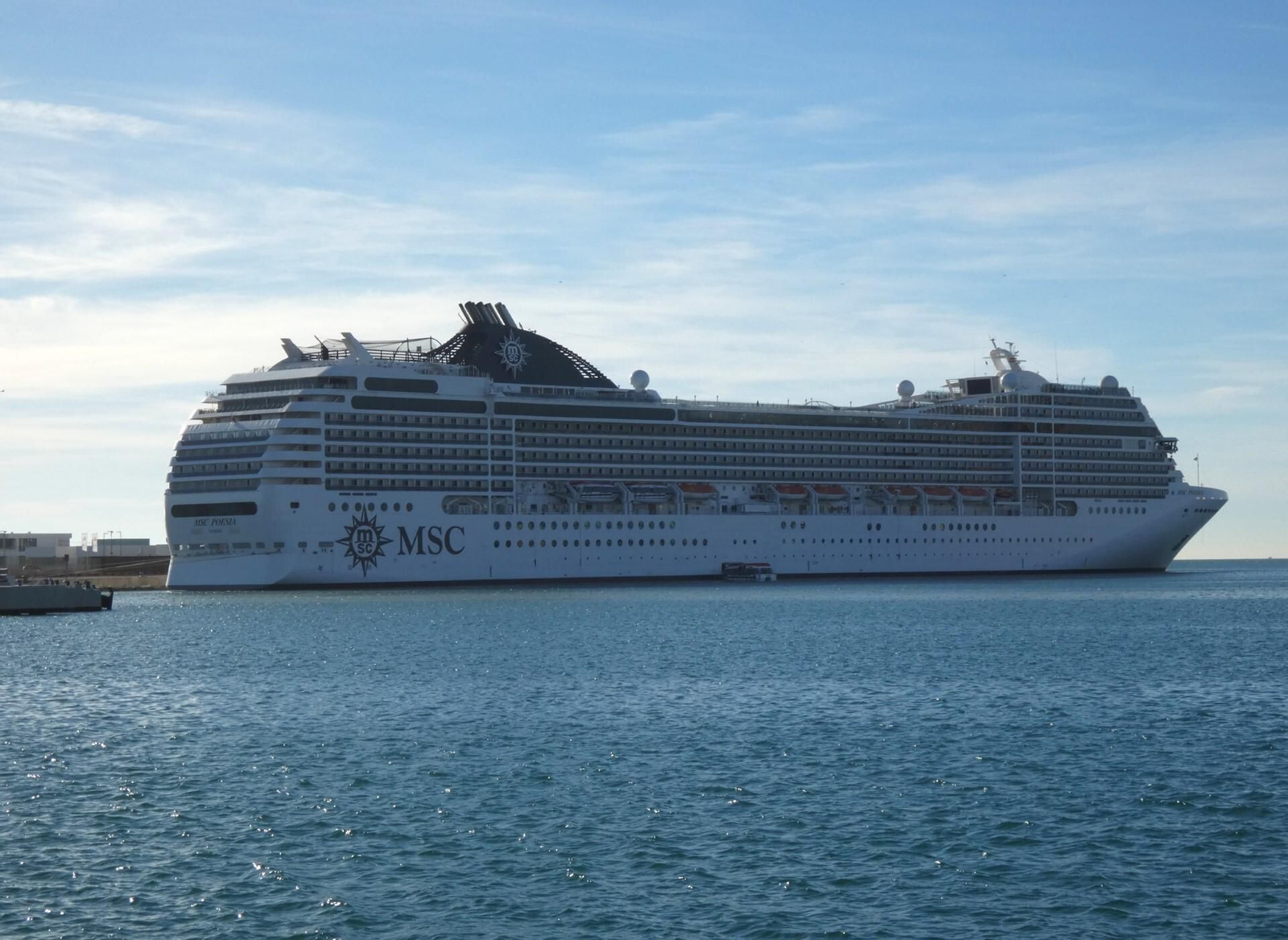 El 'MSC Poesía' atracado el pasado 2 de enero en el puerto de Málaga.