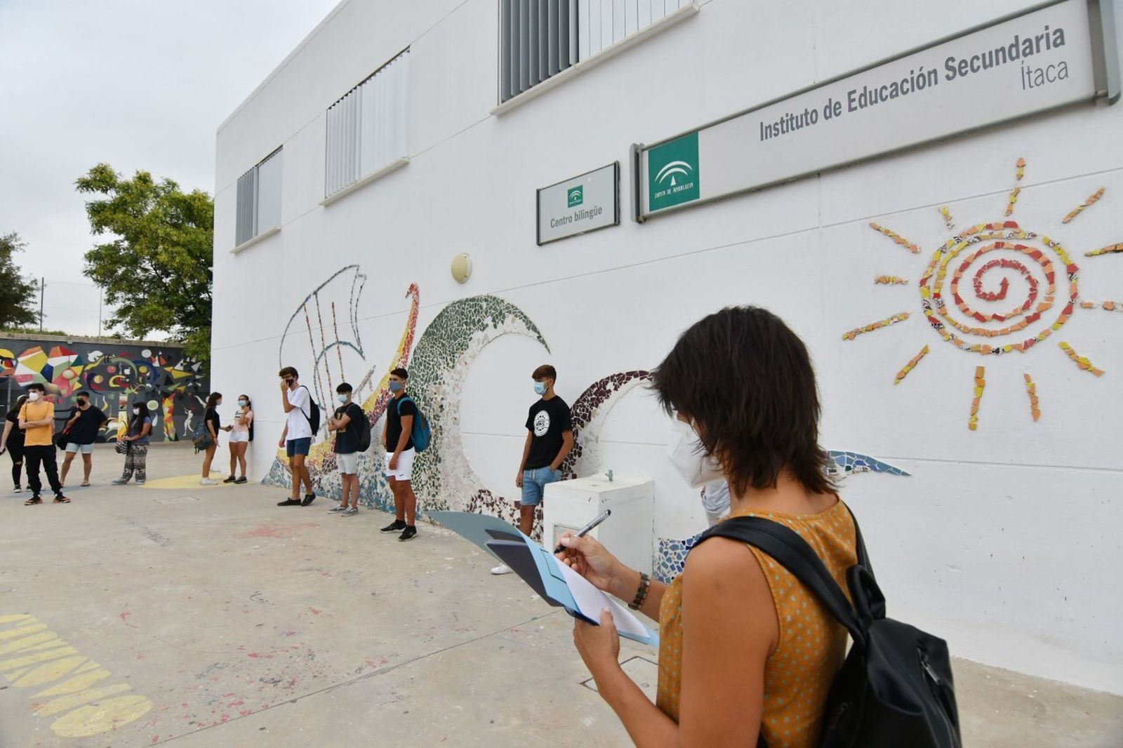 Una imagen del IES Ítaca, en el primer día del curso escolar 2020/21.