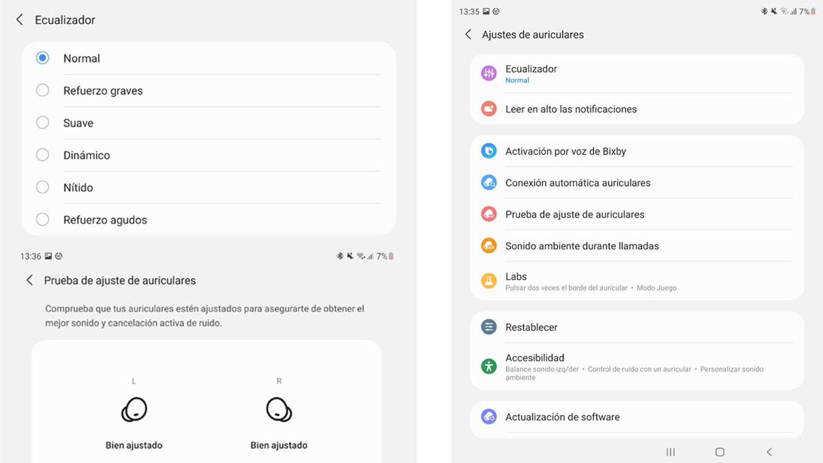 Ajustes de los auriculares Samsung Galaxy Buds 2