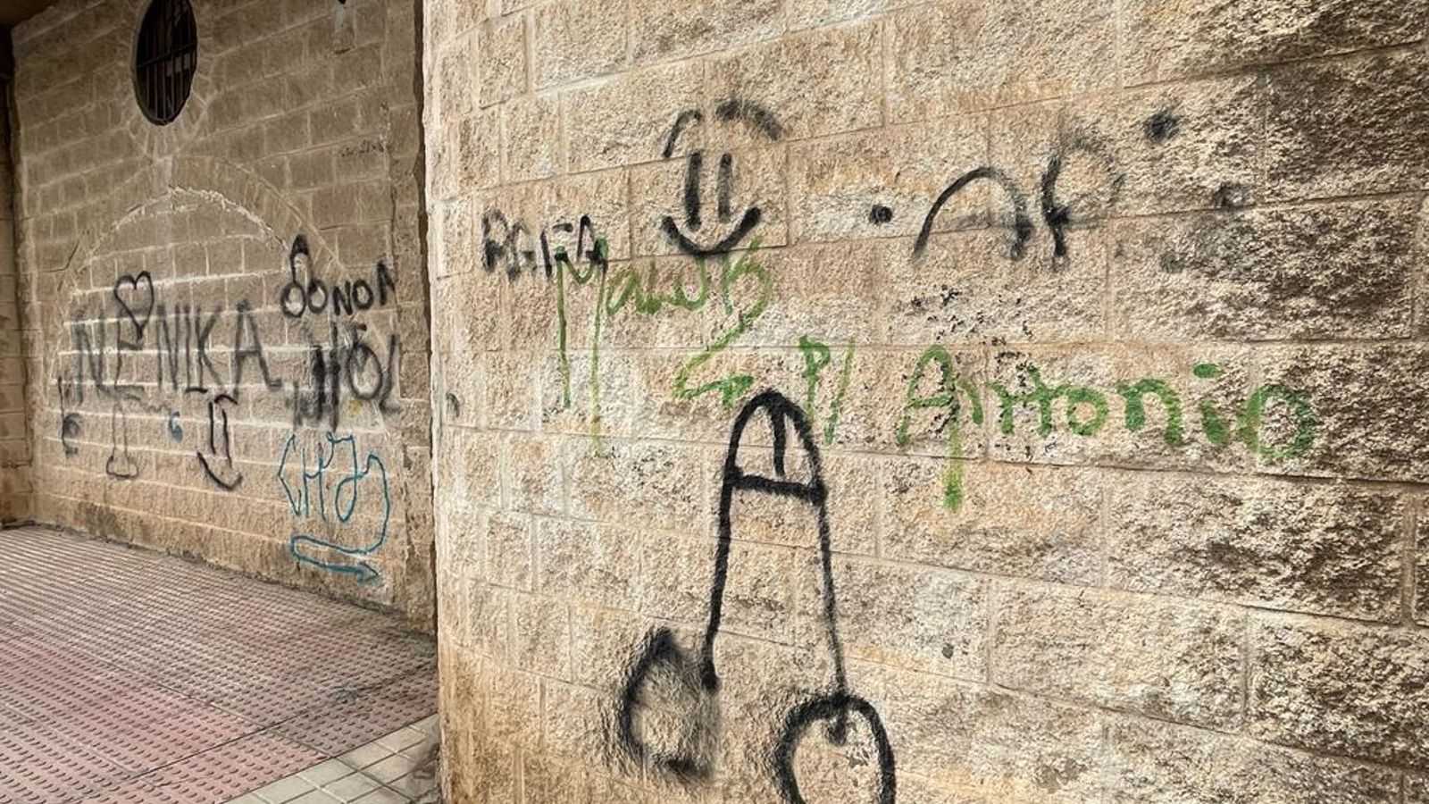 Pintada obscena en los muros traseros de la Catedral Pintada obscena en los muros traseros de la Catedral