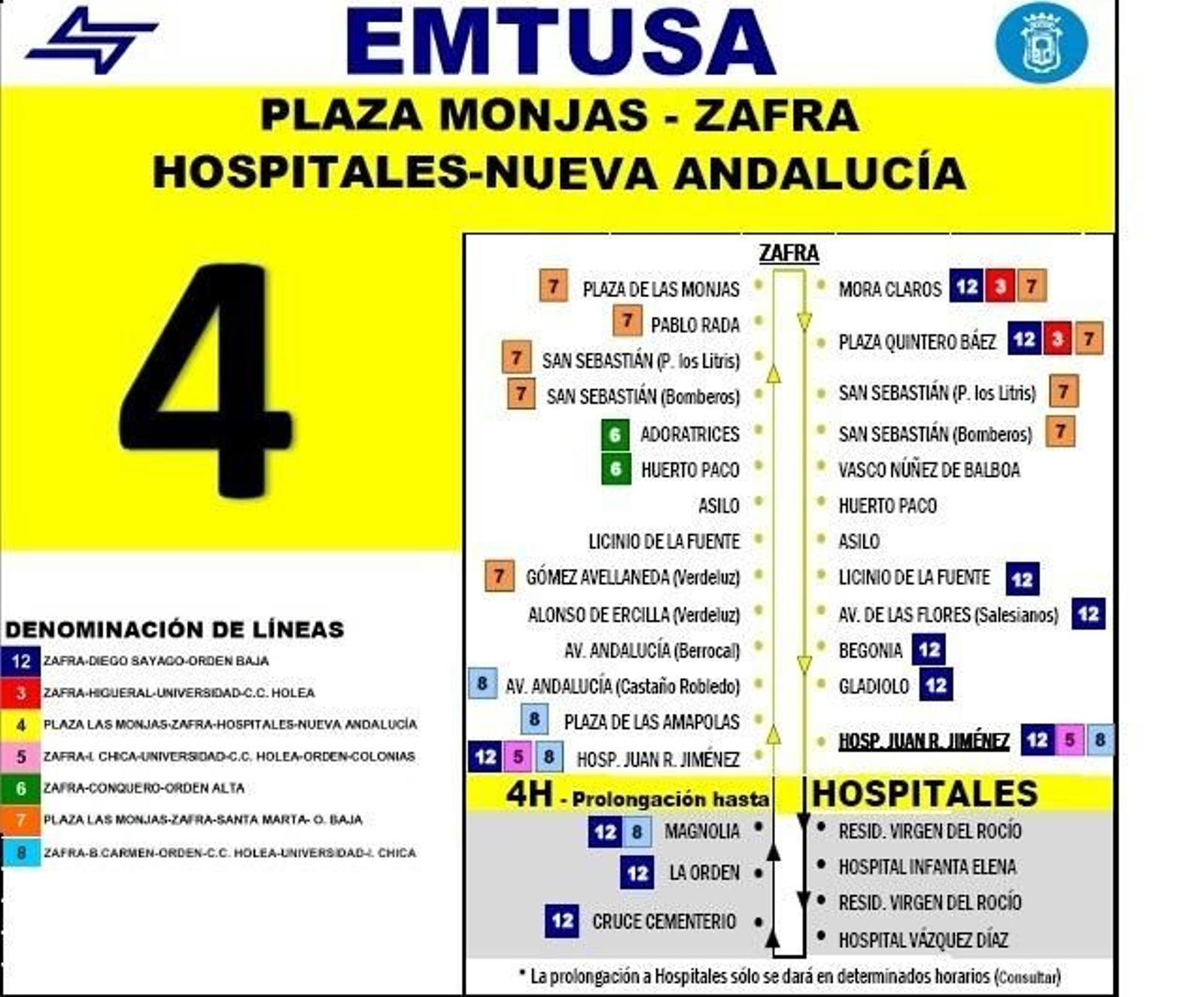 El nuevo recorrido de la Línea 4 de Emtusa.