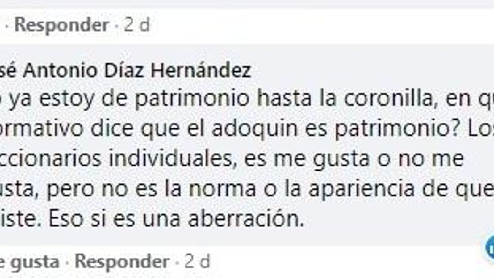 El comentario de José Antonio Díaz en la red social 'Facebook'