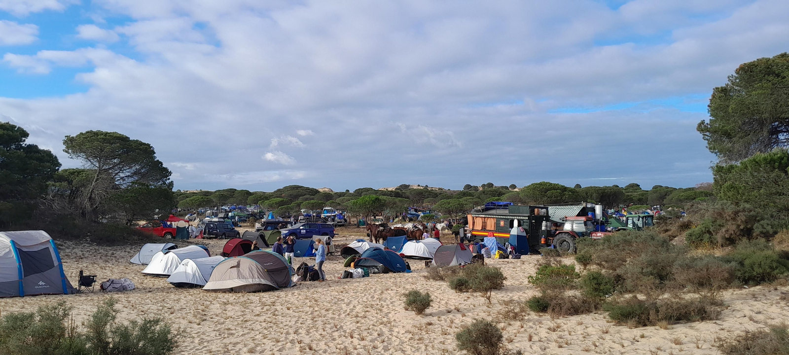 Imágenes de la Hermandad del Rocío de Jerez el viernes camino de la Aldea