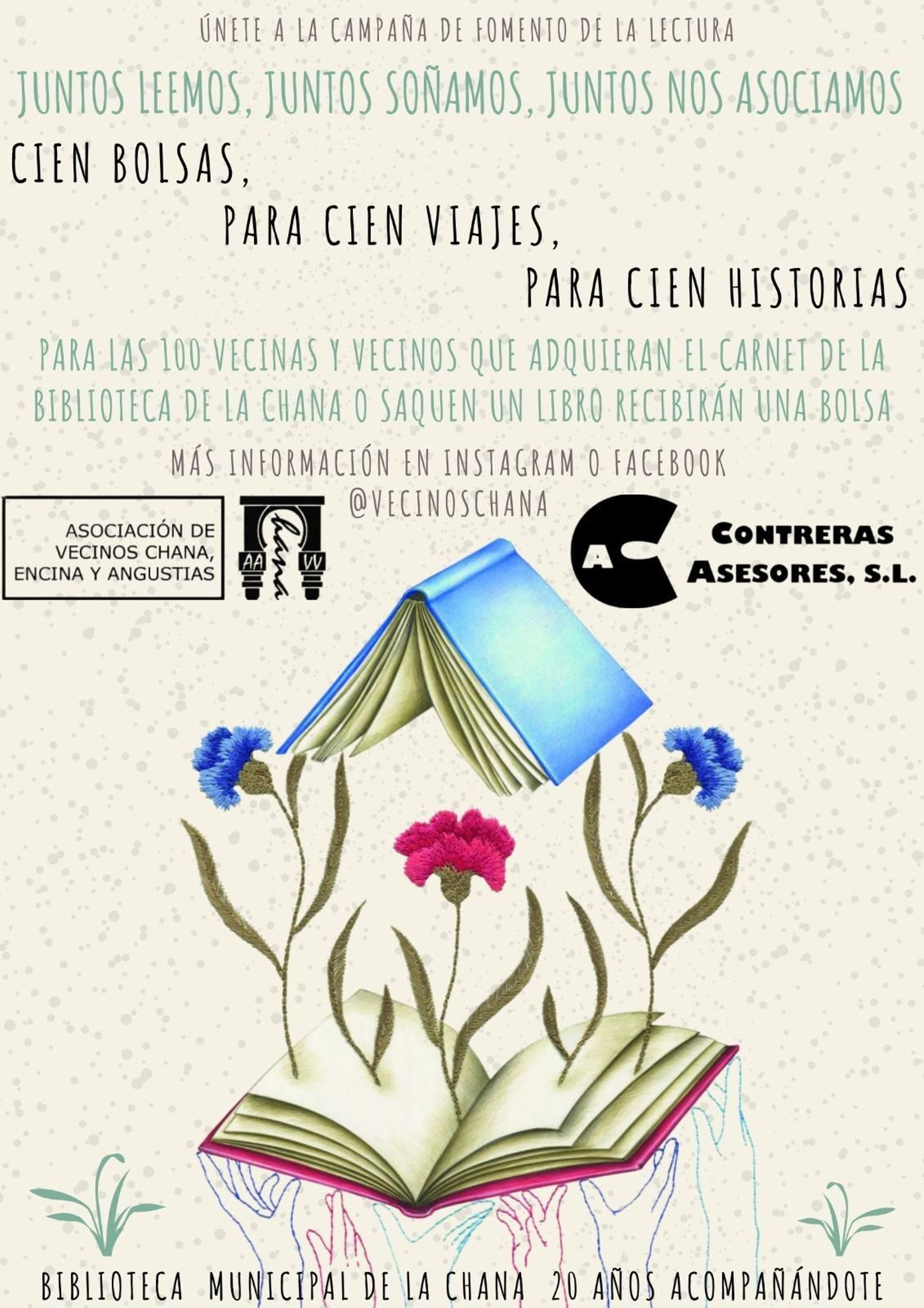 El cartel de la campaña para impulsar el uso de la Biblioteca de la Chana.