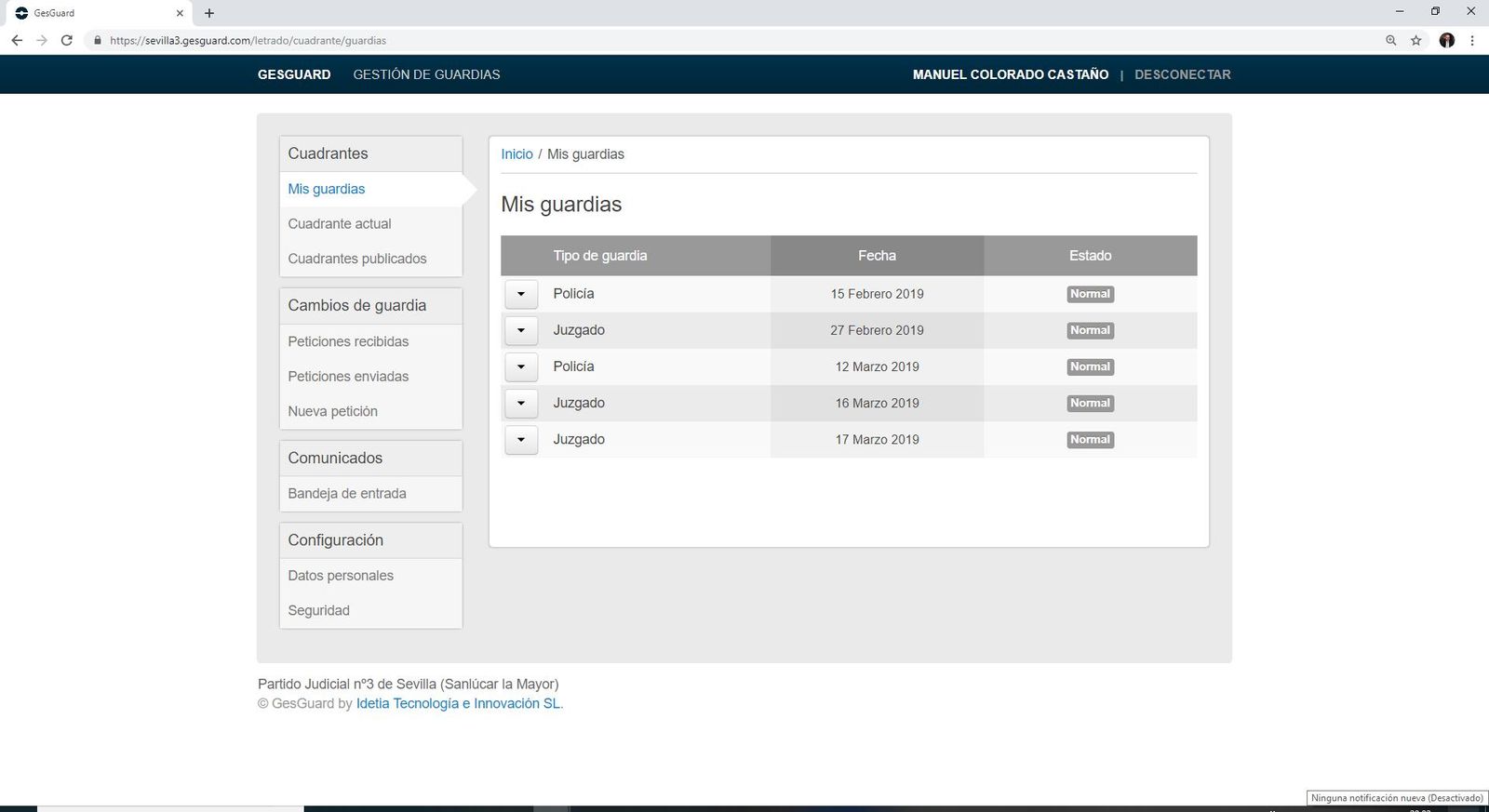 GesGuard informa a cada abogado de sus guardias