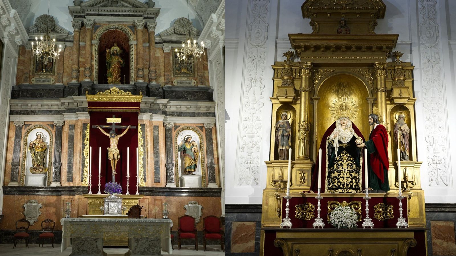 El Cristo de las Almas y la Virgen de Gracia y Amparo, ya en su nuevo templo