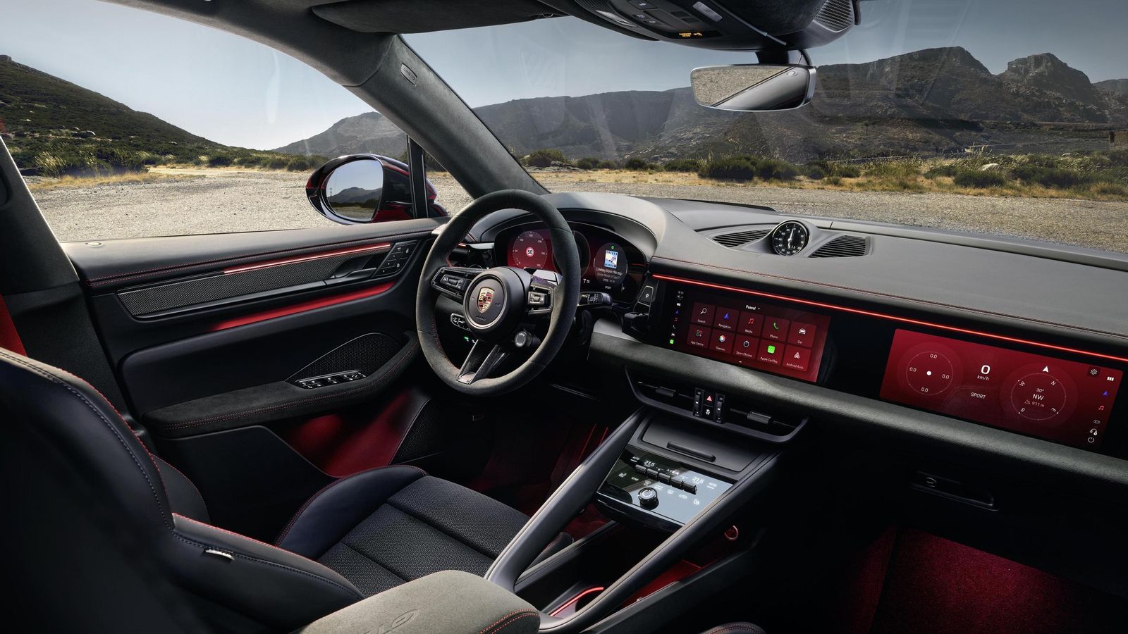 El puesto de conducción del Macan GTS combina materiales de alta calidad, detalles en carbono y una instrumentación digital con interfaz exclusiva GTS.