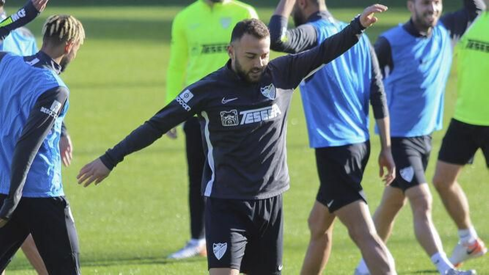 Keidi Bare, durante un entrenamiento con el Málaga.