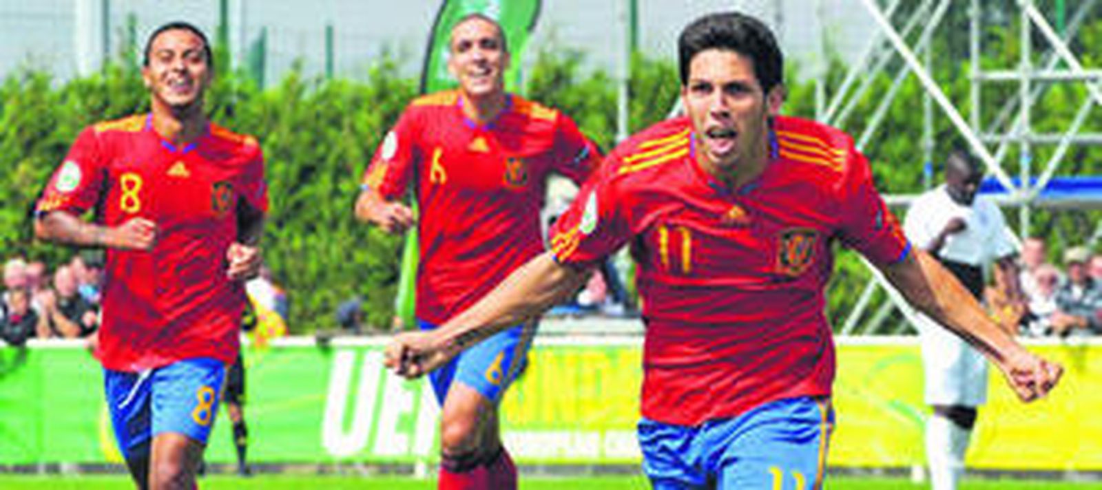 Dani Pacheco celebra un gol durante el pasado Europeo sub 19 en Francia.