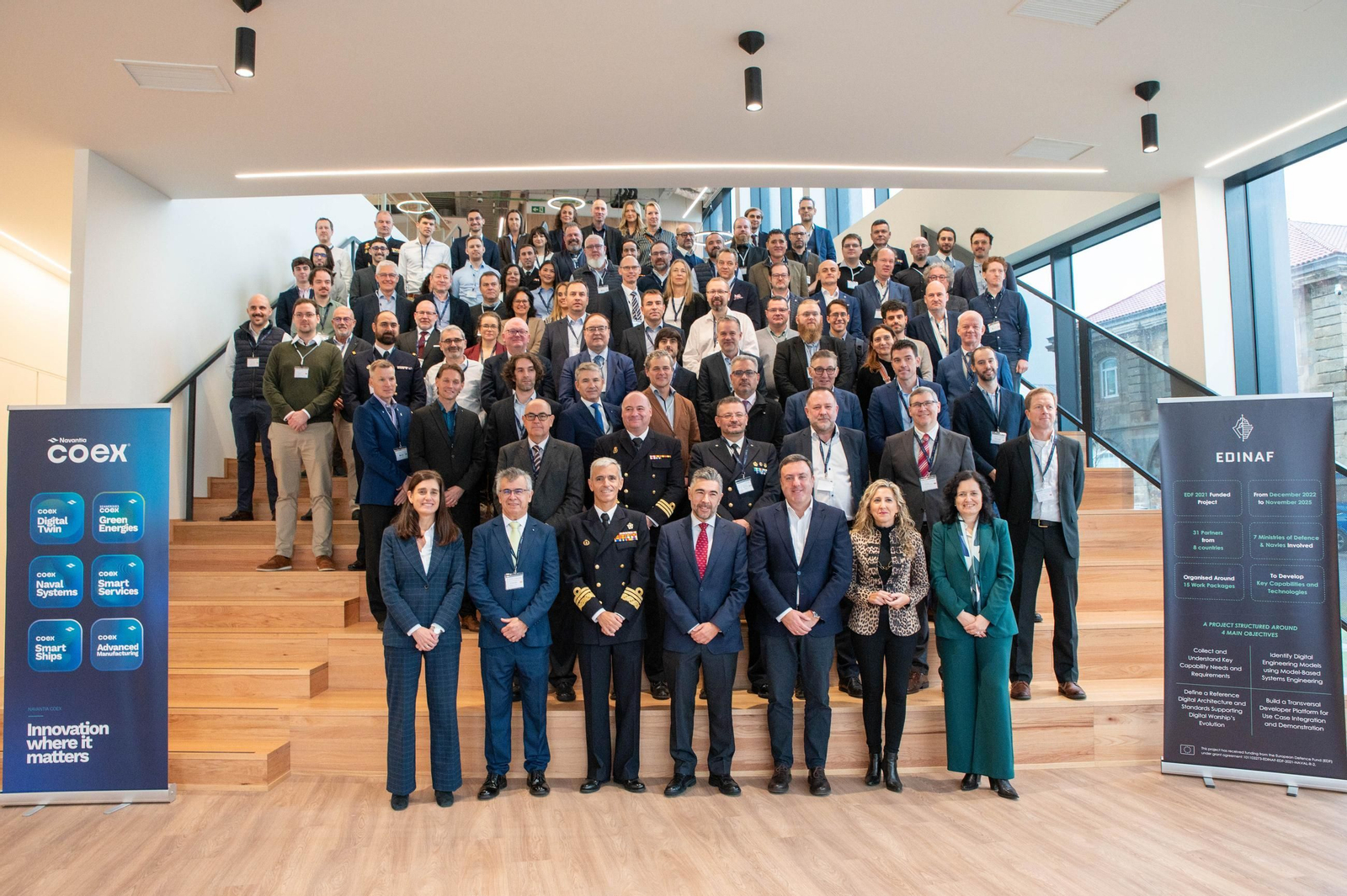 Encuentro de los socios del proyecto Edinaf de plataformas digitales para buques militares en Navantia.