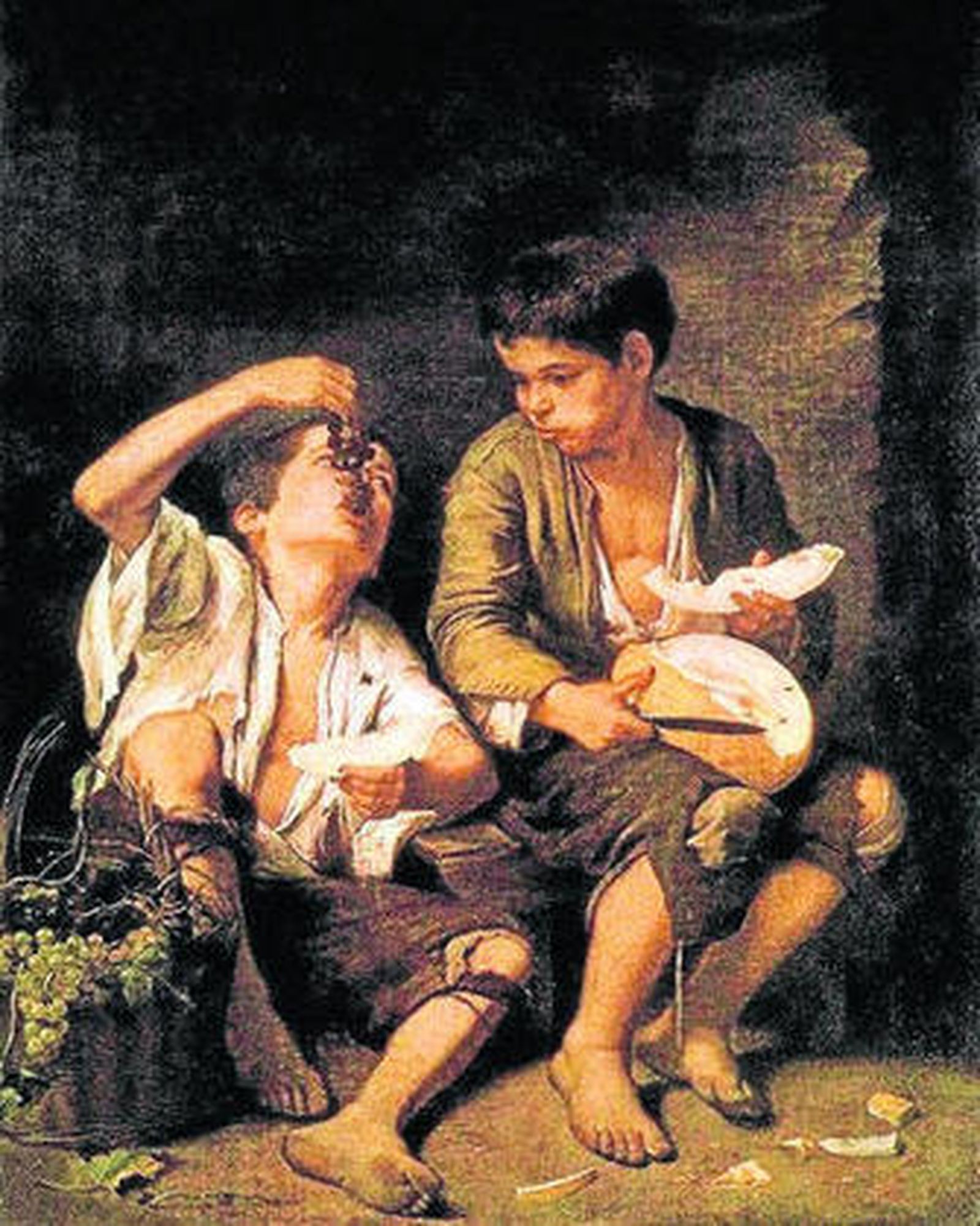 'Niños comiendo melón y uvas', Murillo, h. 1650.