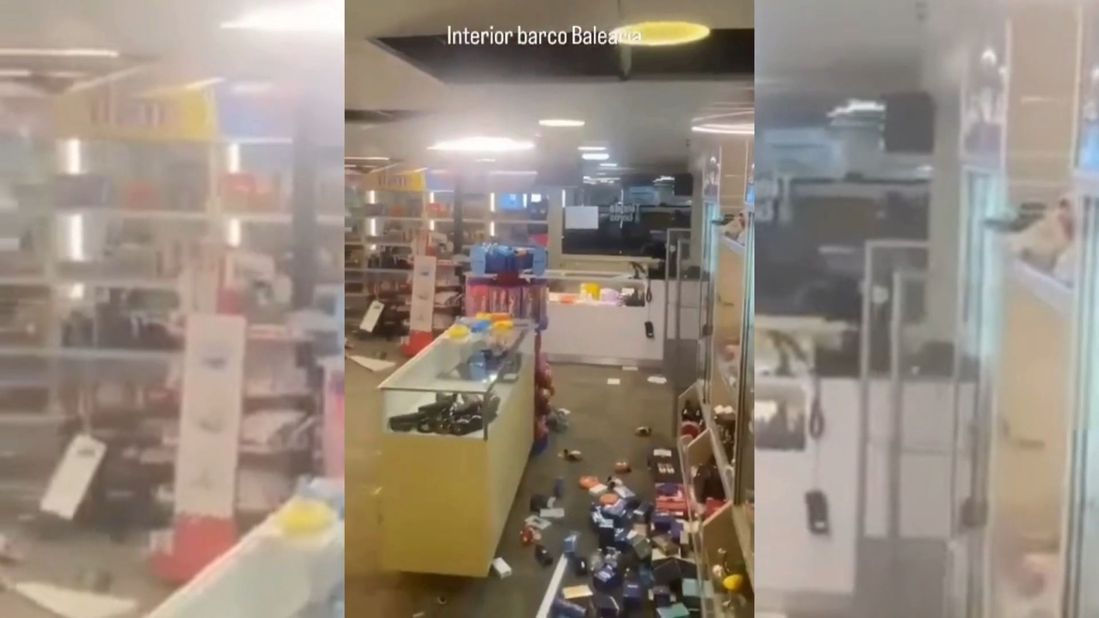 Así quedó el interior del ferry que salió de Algeciras a Ceuta en plena borrasca Emilia