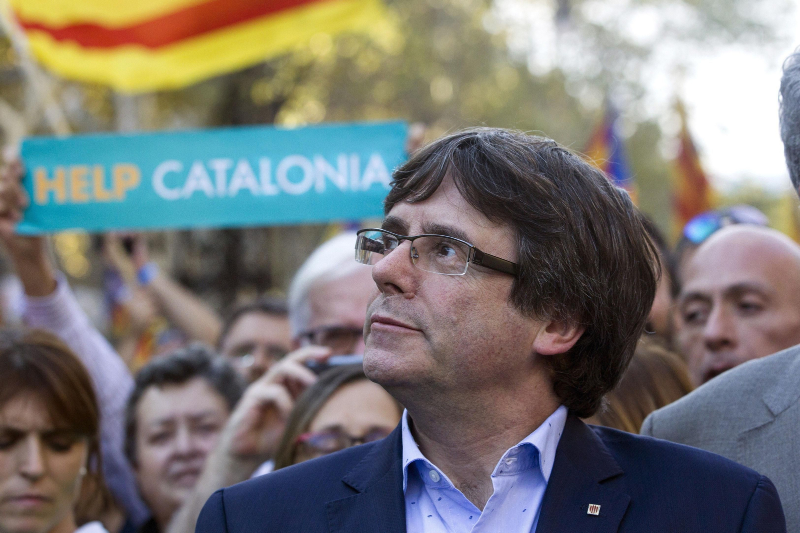Puigdemont, durante la manifestación del sábado.
