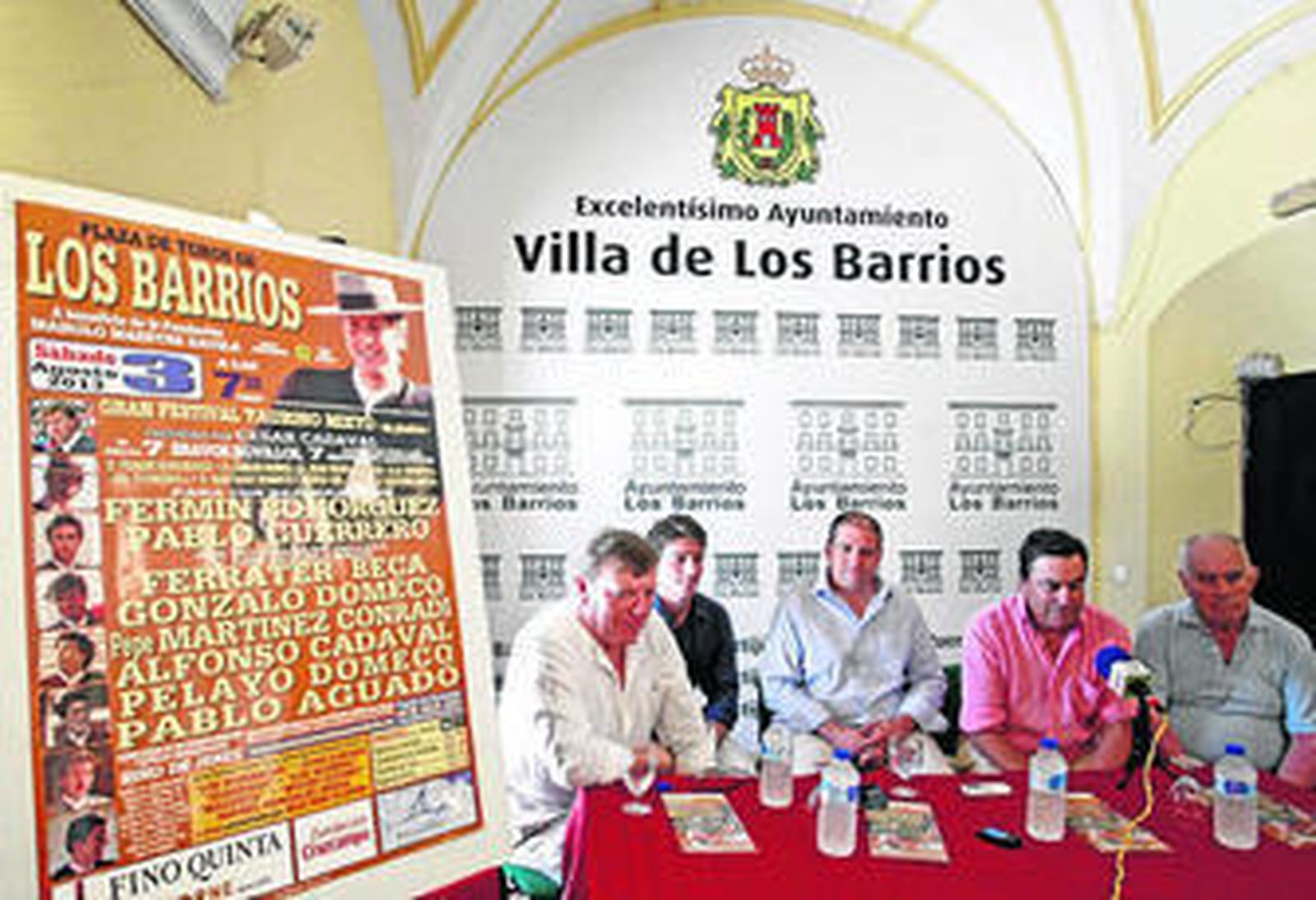 César y Alfonso Cadaval, Jorge Romero, Gonzalo Domecq y Curro Escarcena, durante la presentación del festival.