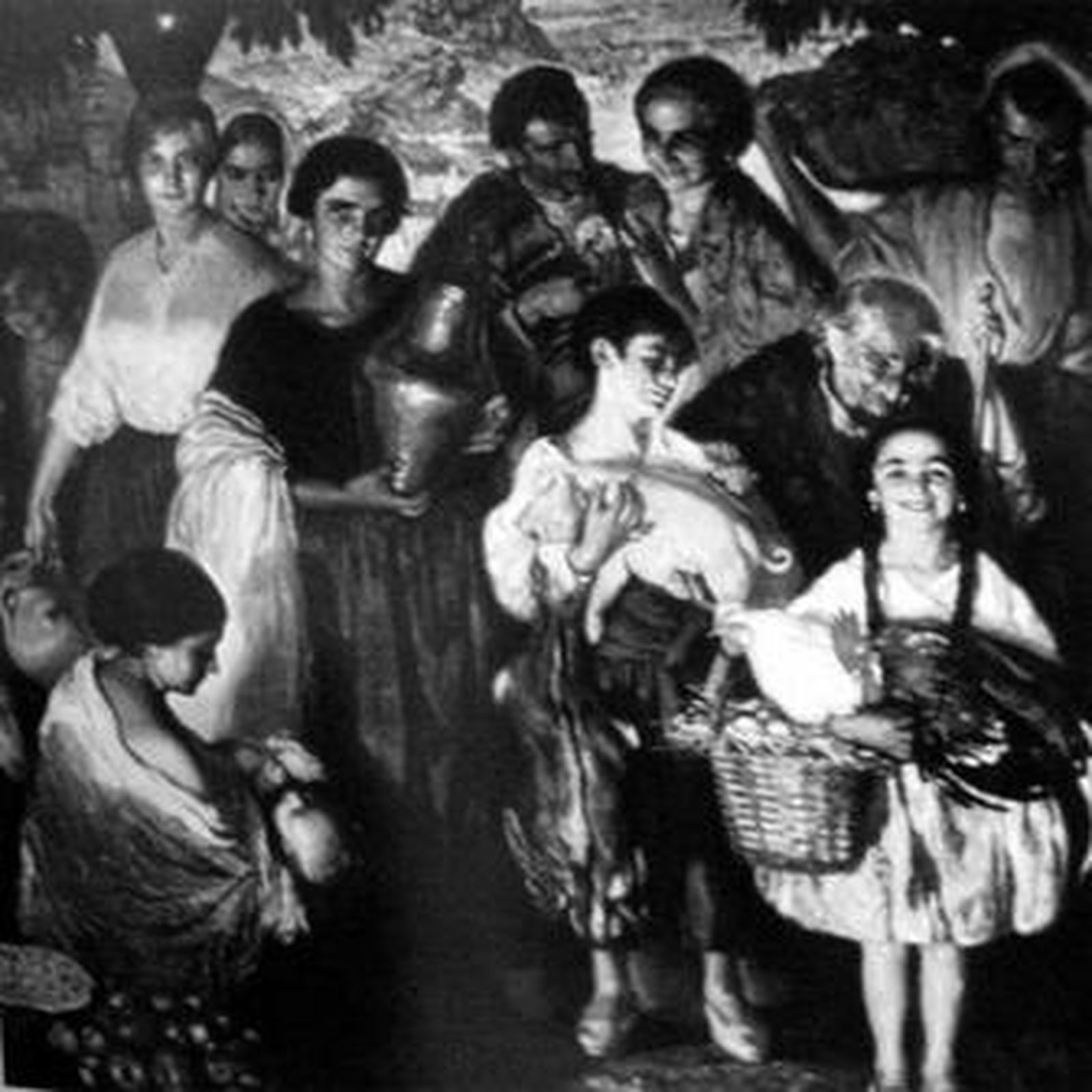 Reproducción del lienzo 'Al mercado', de José Cruz Herrera.