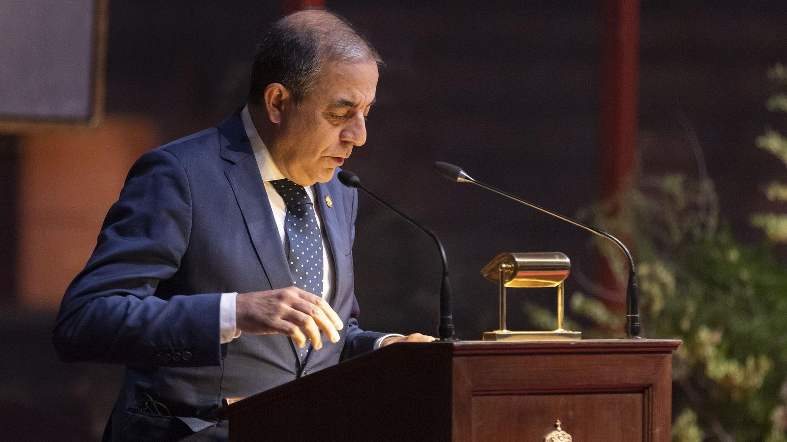 El rector de la US, Miguel Ángel Castro, pronuncia su discurso en los premios.