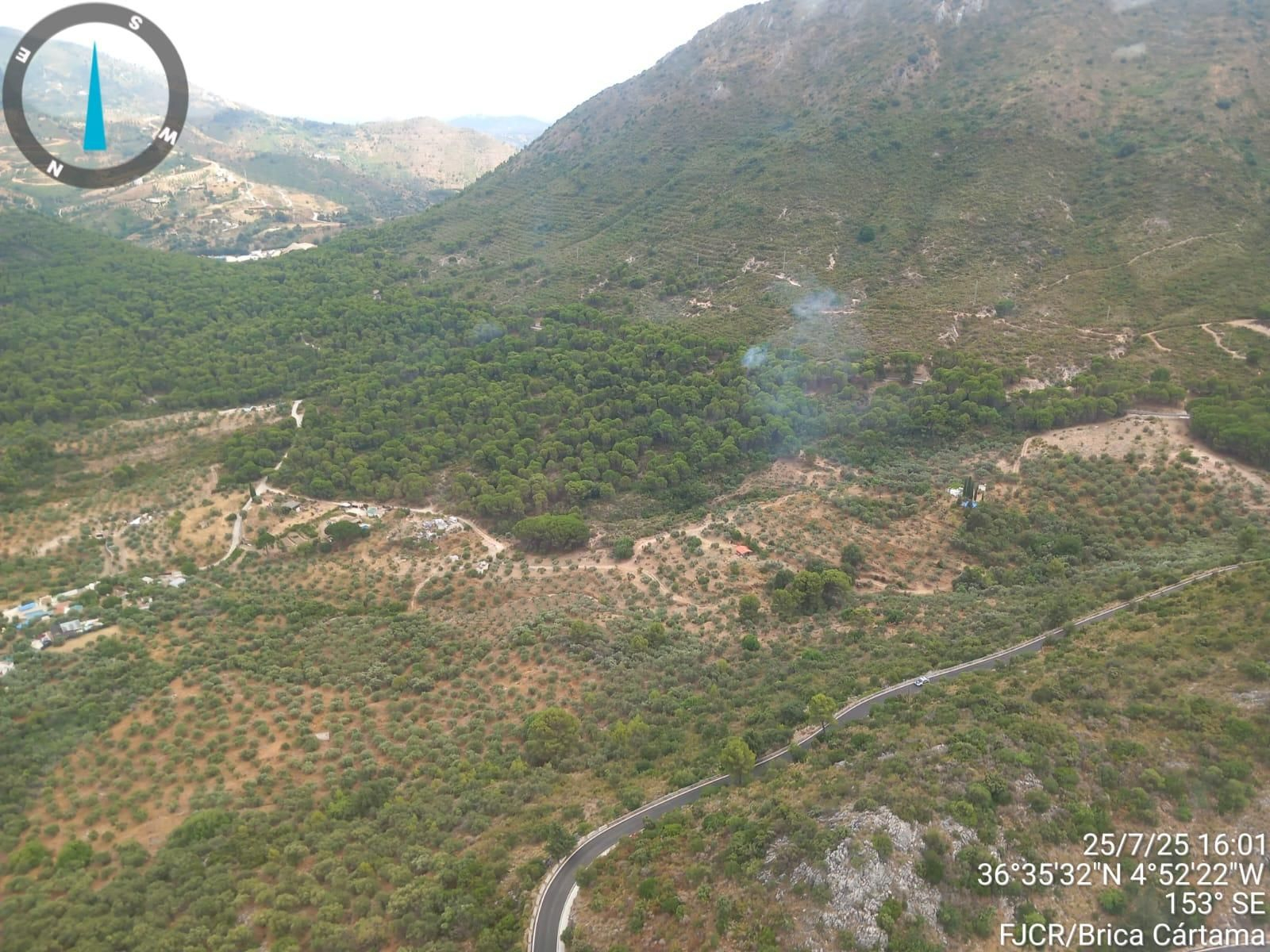 Zona en la que se ha declarado un incendio forestal en Ojén.