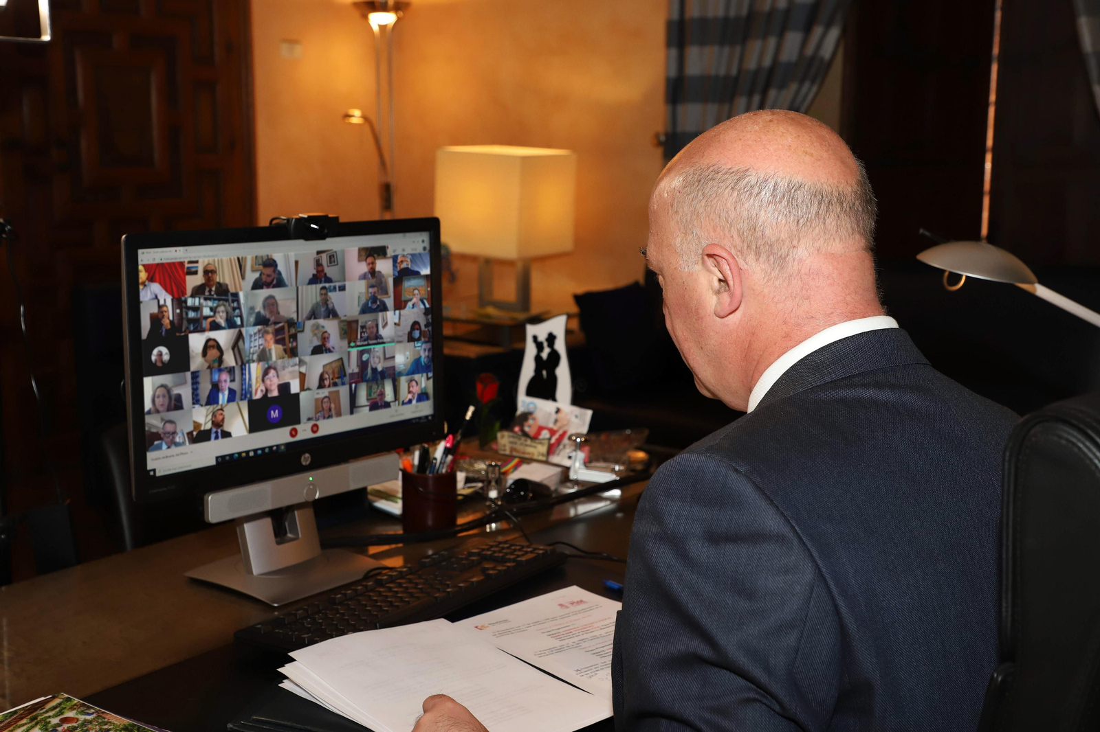 El presidente de la Diputación de Córdoba, Antonio Ruiz, durante el pleno telemático.