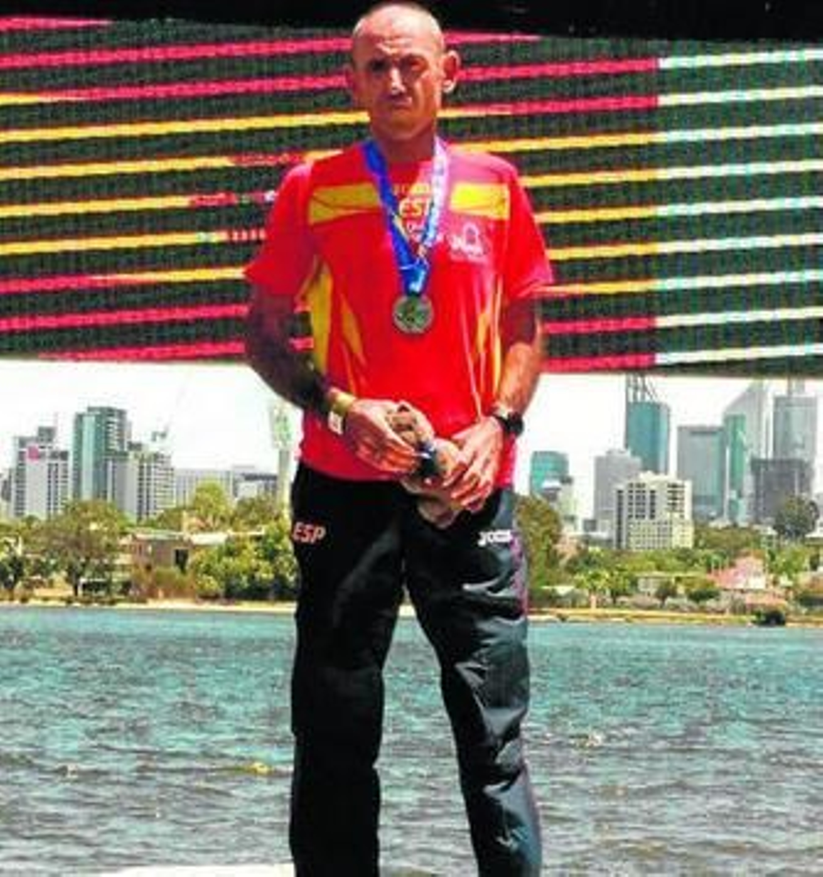 Juan Vázquez, en el podio en Perth (Australia).