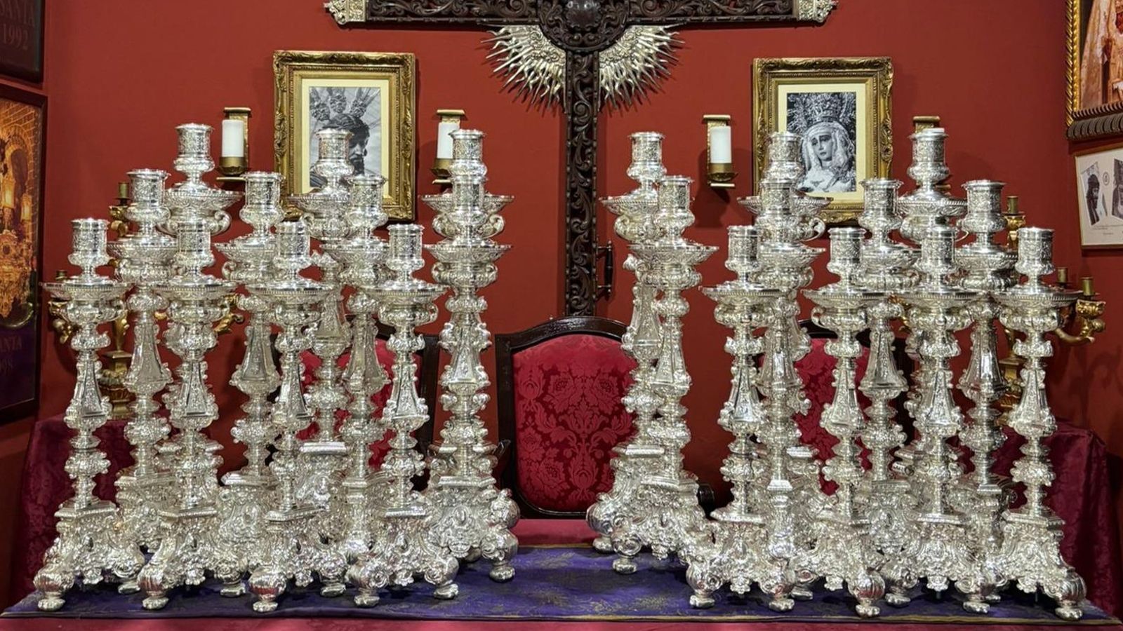 La candelería restaurada del palio de la Esperanza de las Cinco Llagas. La candelería restaurada del palio de la Esperanza de las Cinco Llagas.