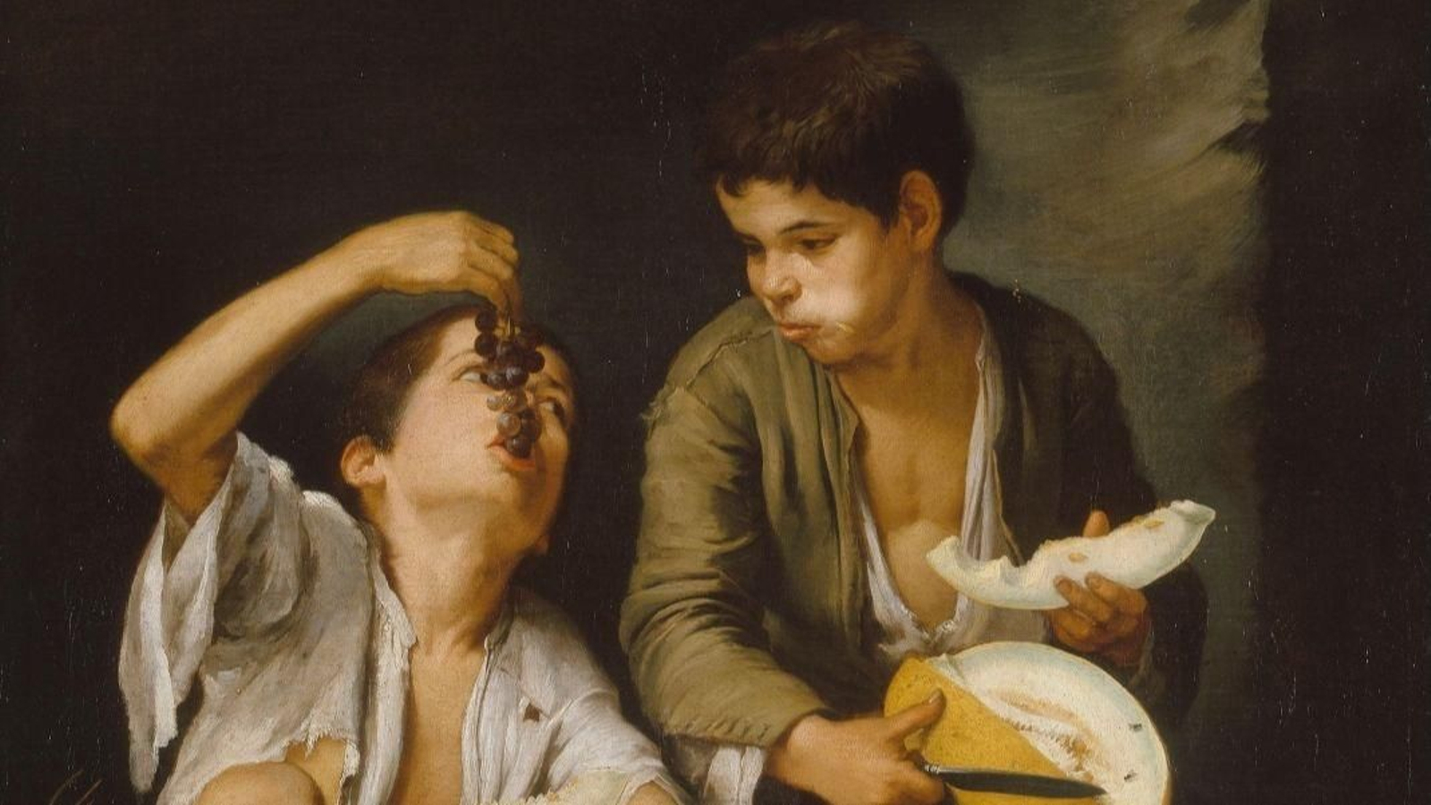 Niños comiendo melón y uvas, de Murillo.