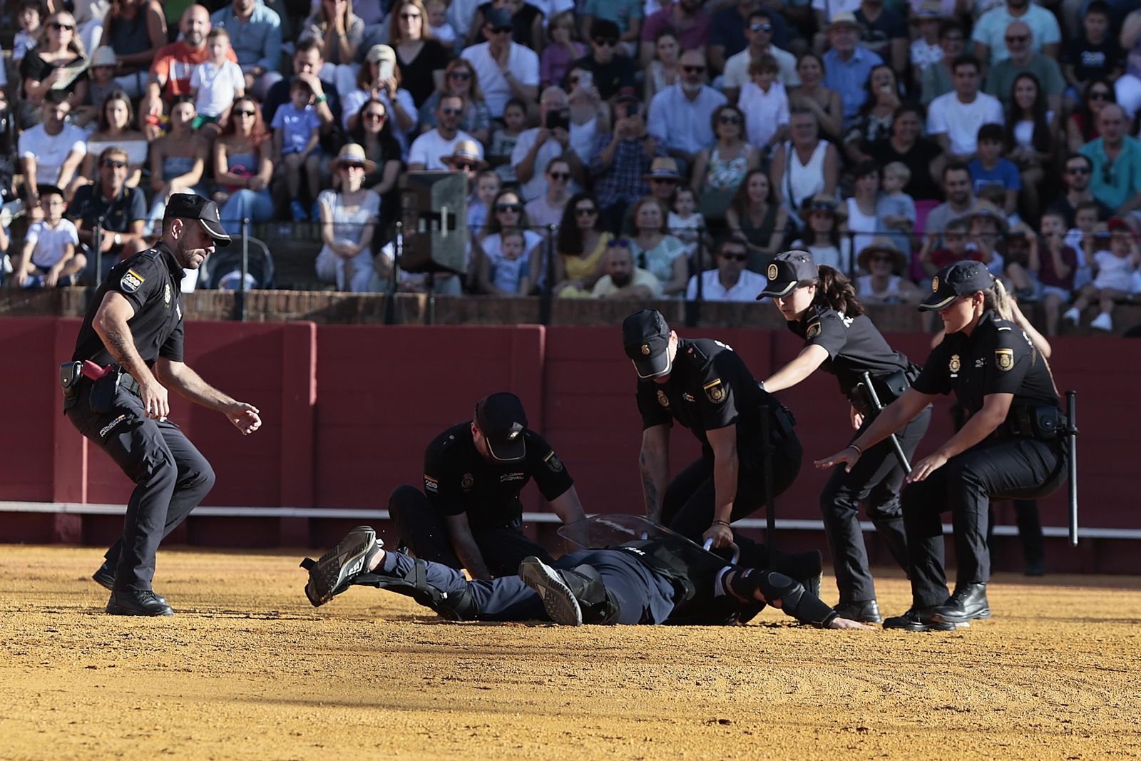 Las imágenes de la espectacular exhibición de la Policía Nacional en la Maestranza